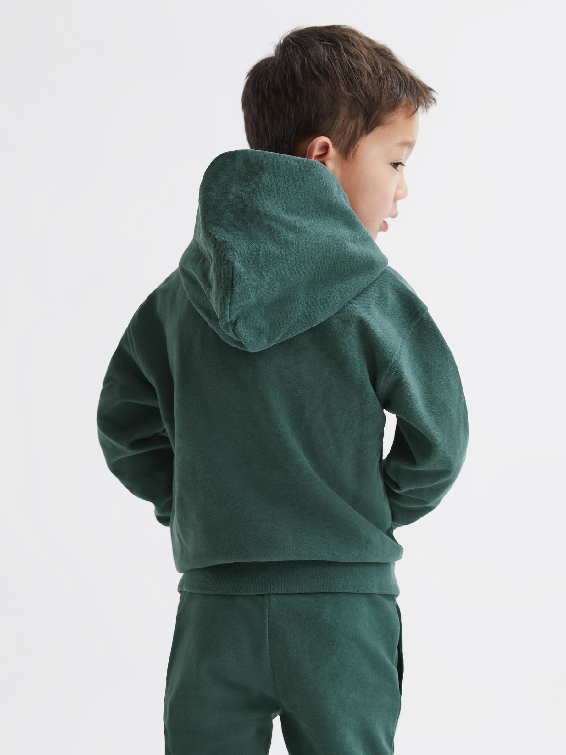 Oversized Cotton Jersey Hoodie in Midnight Green - Image 5 of 7