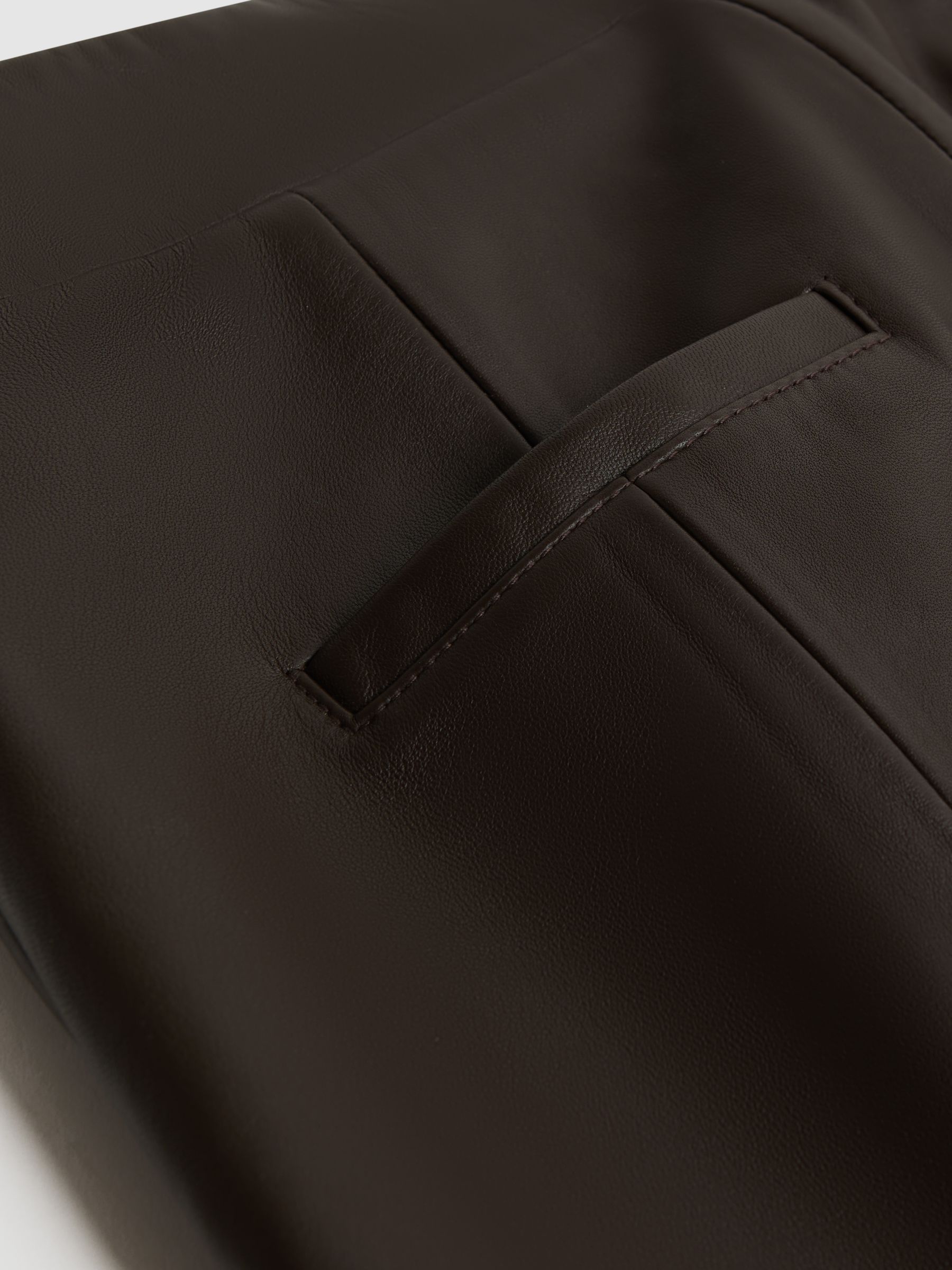 Florere Tapered Leather Trousers in Chocolate - Image 6 of 6