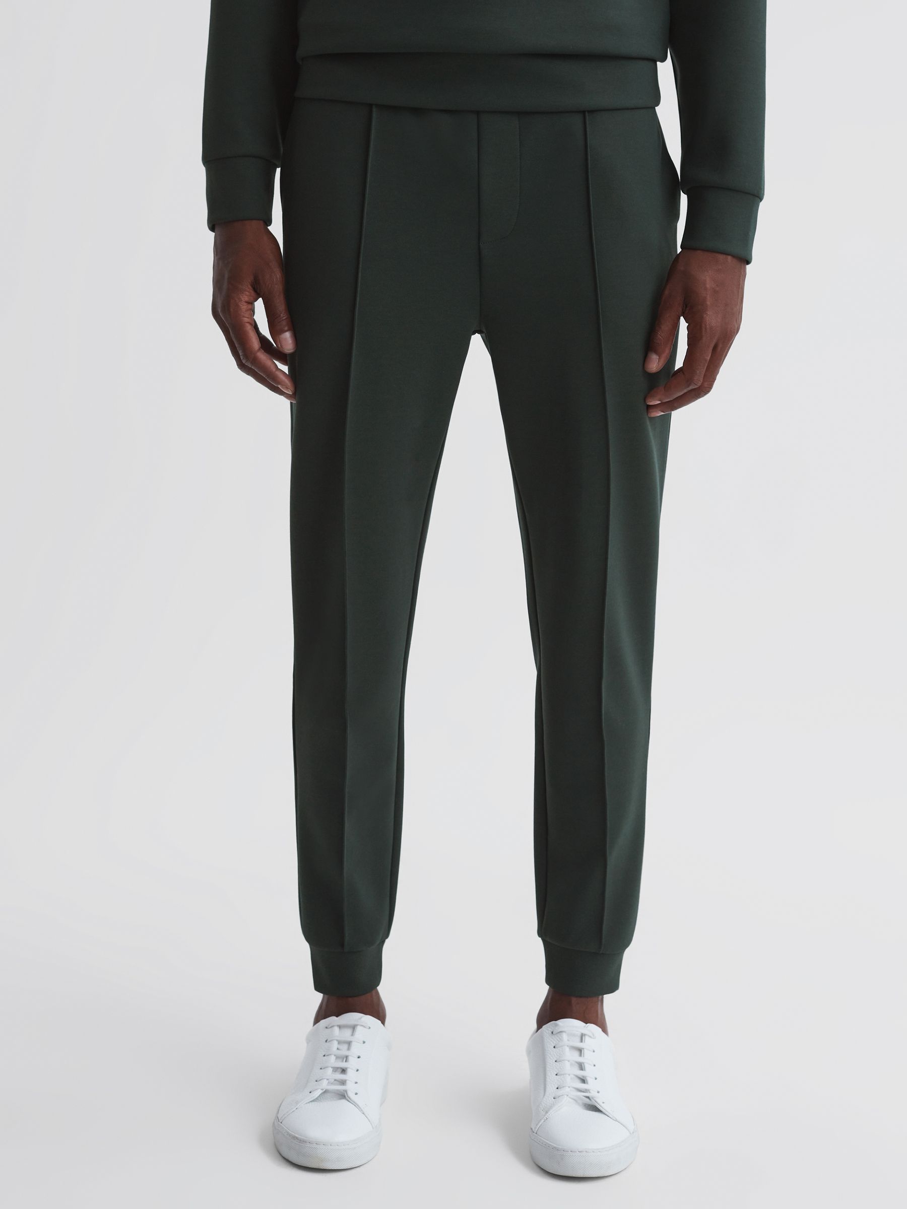 Plain Interlock Jersey Drawstring Joggers in Emerald - Image 1 of 4