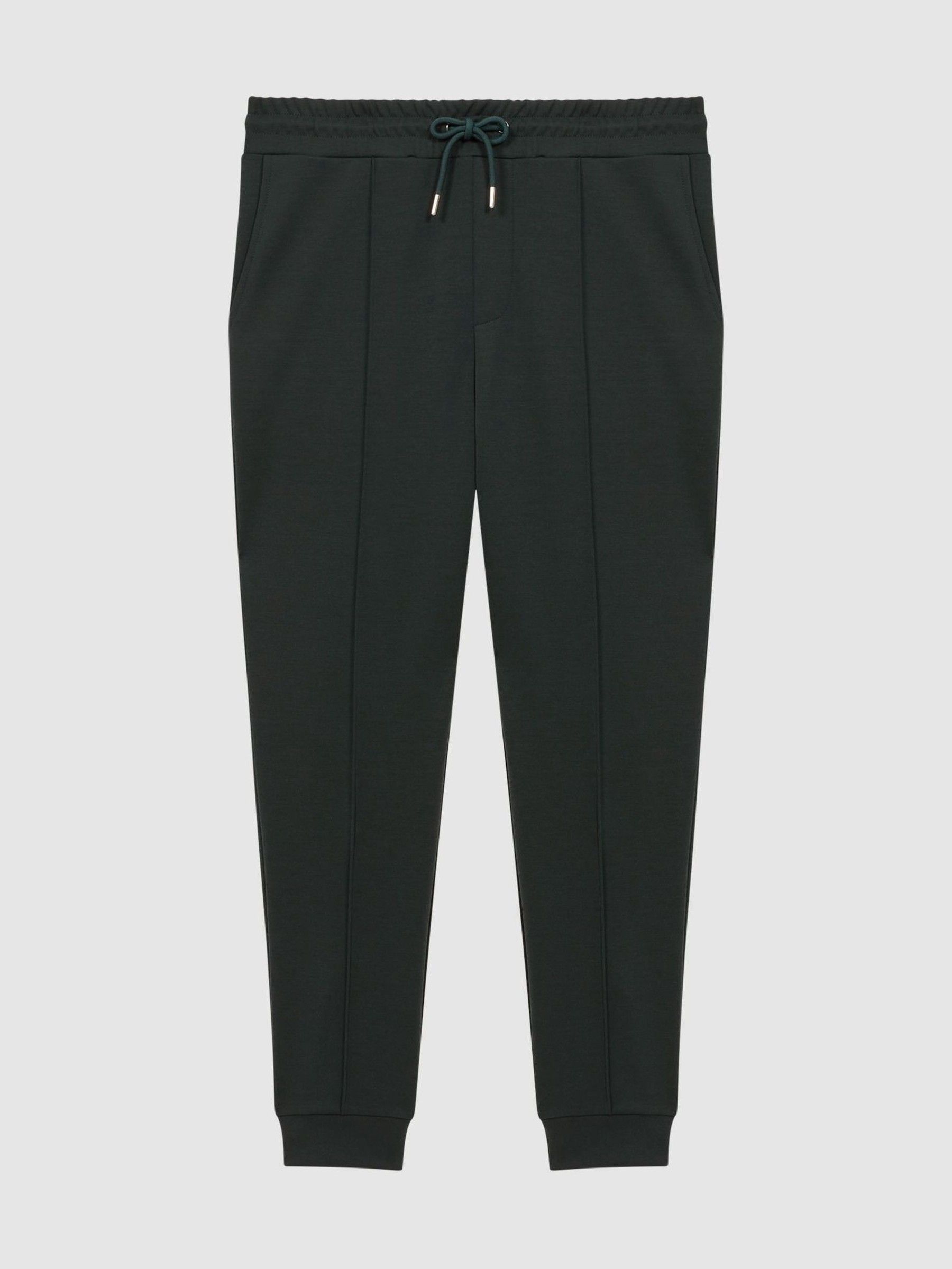 Plain Interlock Jersey Drawstring Joggers in Emerald - Image 2 of 4