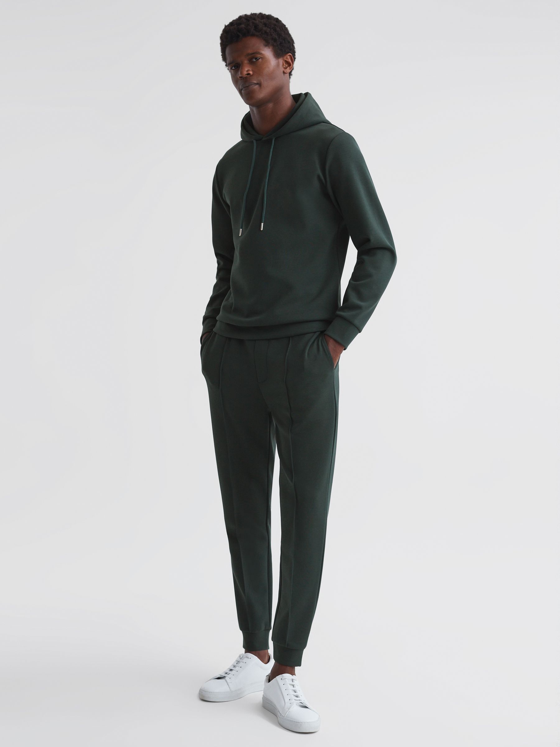 Plain Interlock Jersey Drawstring Joggers in Emerald - Image 3 of 4