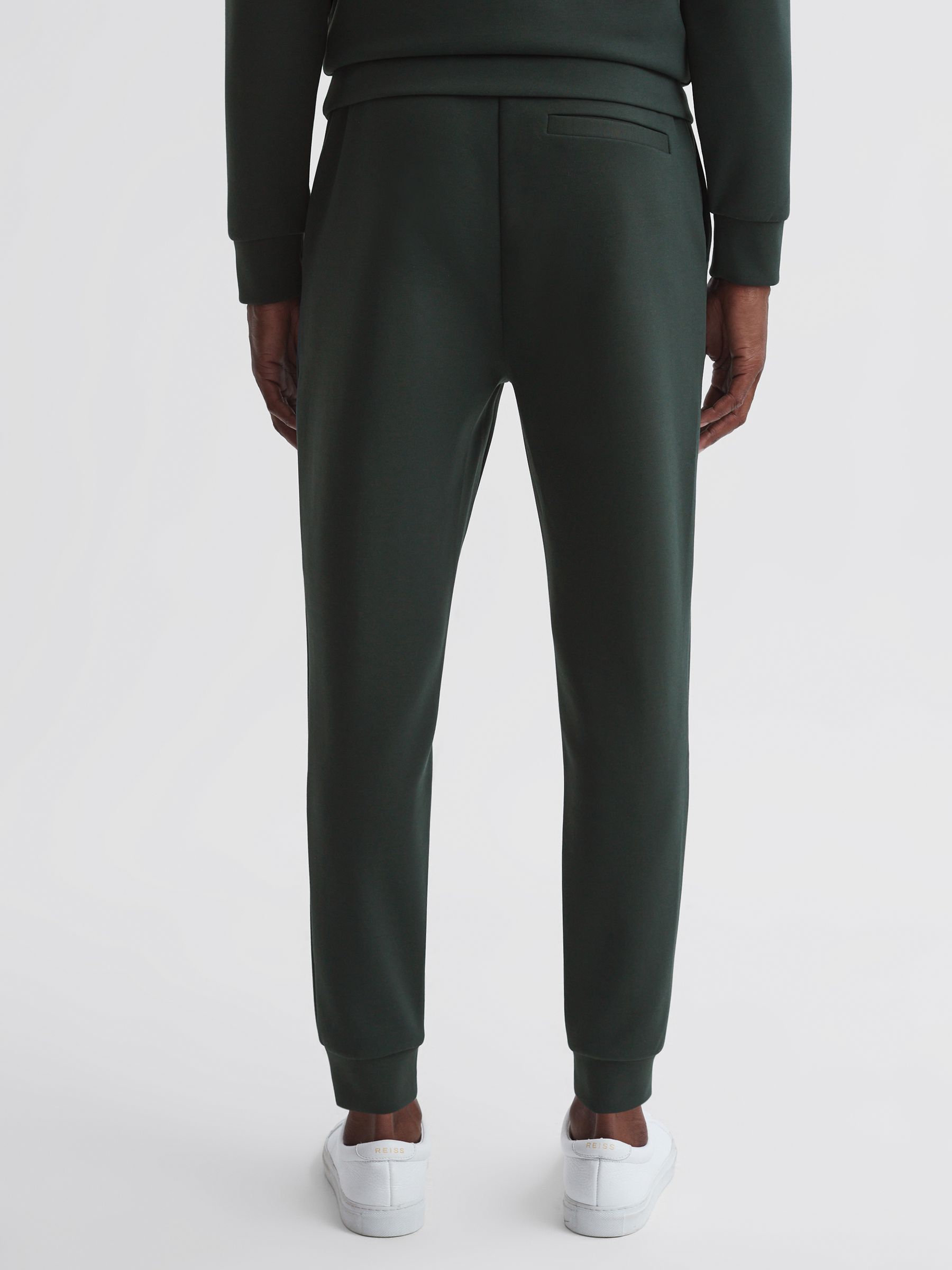Plain Interlock Jersey Drawstring Joggers in Emerald - Image 4 of 4