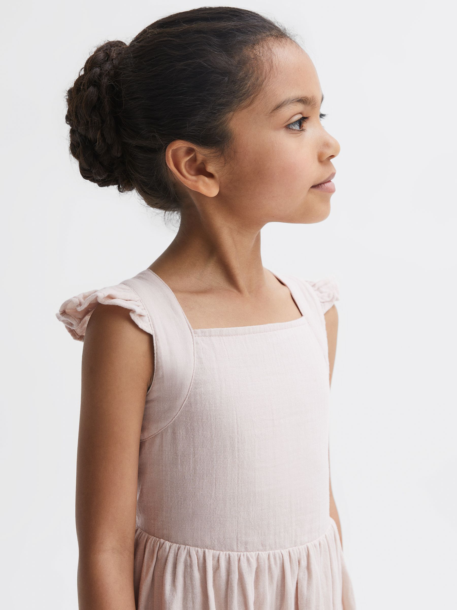 4-9 yrs Cotton Cross Back Dress in Pink - Image 4 of 6
