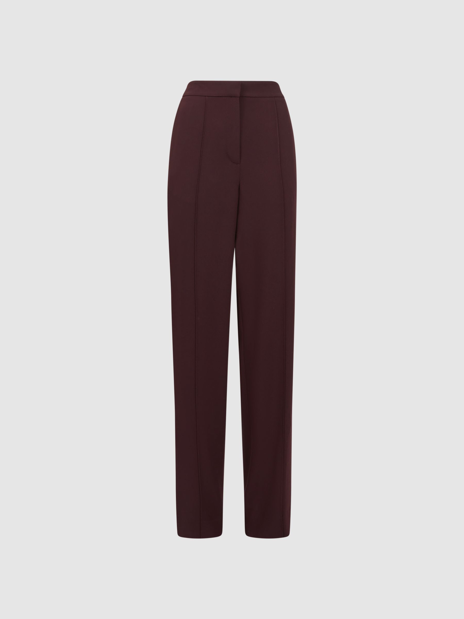 Elasticated Waist Wide Leg Trousers in Burgundy - Image 10 of 10