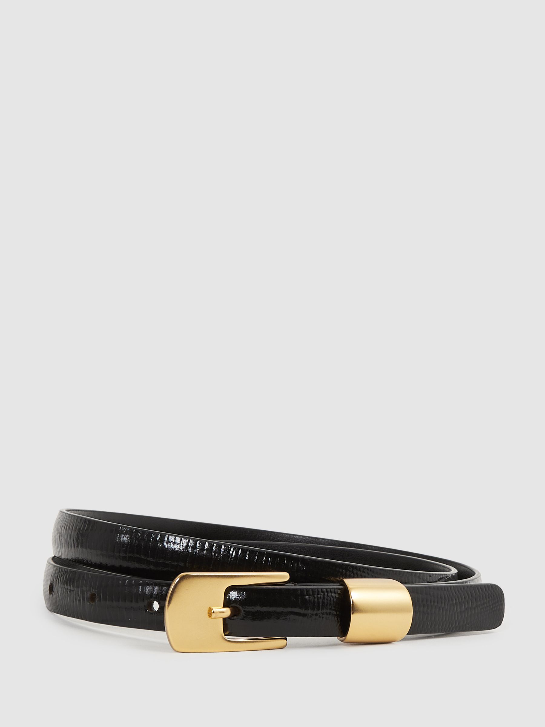 Leather Thin Belt in Black - Image 1 of 4