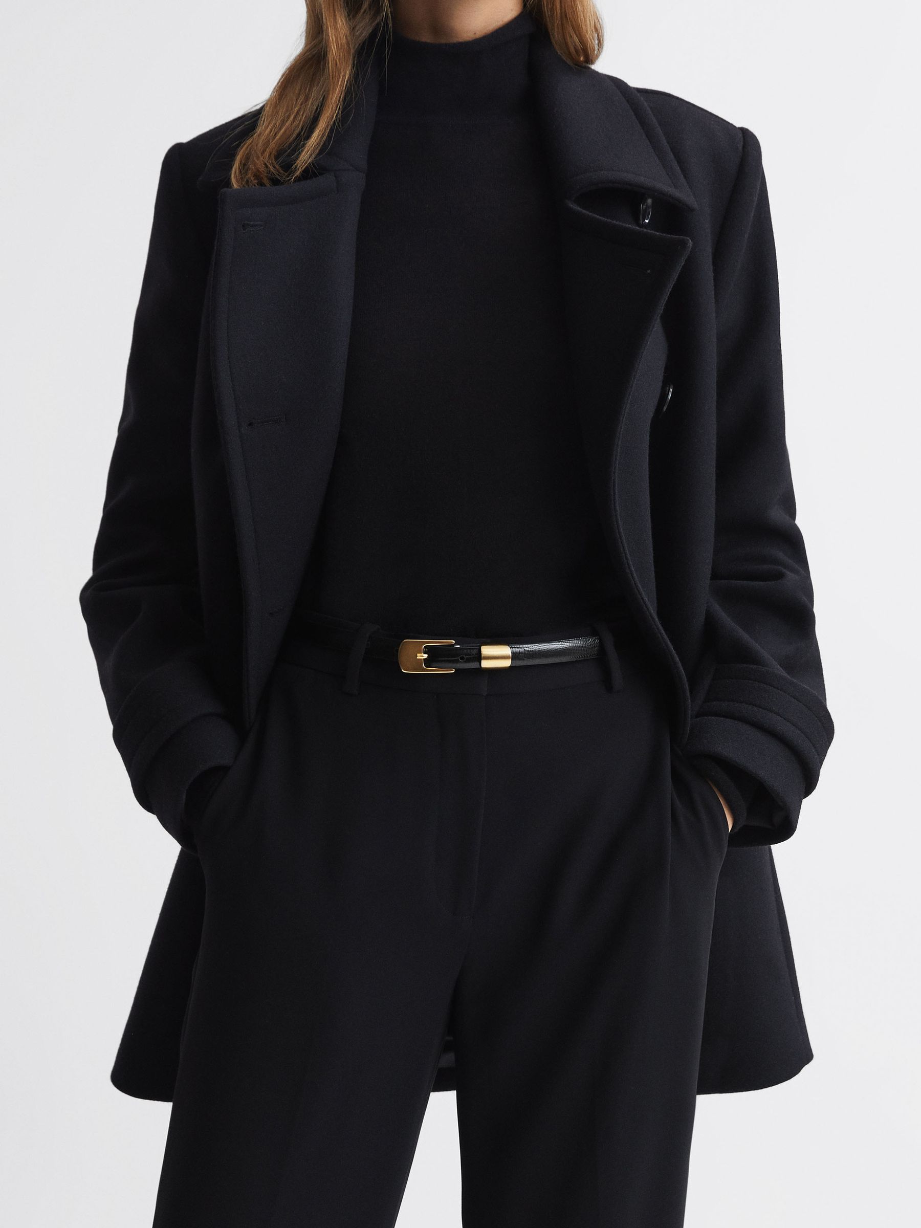 Leather Thin Belt in Black - Image 2 of 4