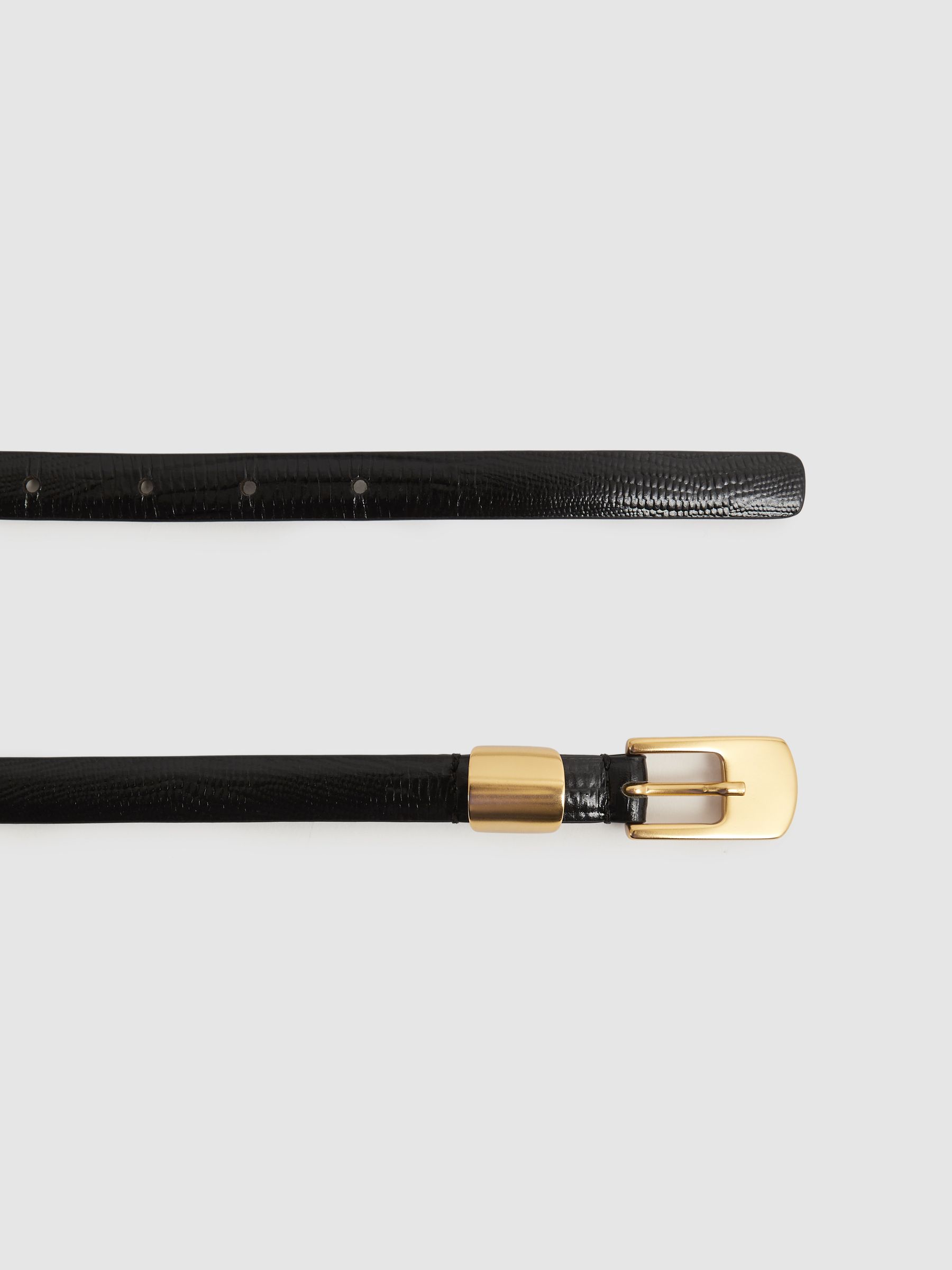 Leather Thin Belt in Black - Image 3 of 4