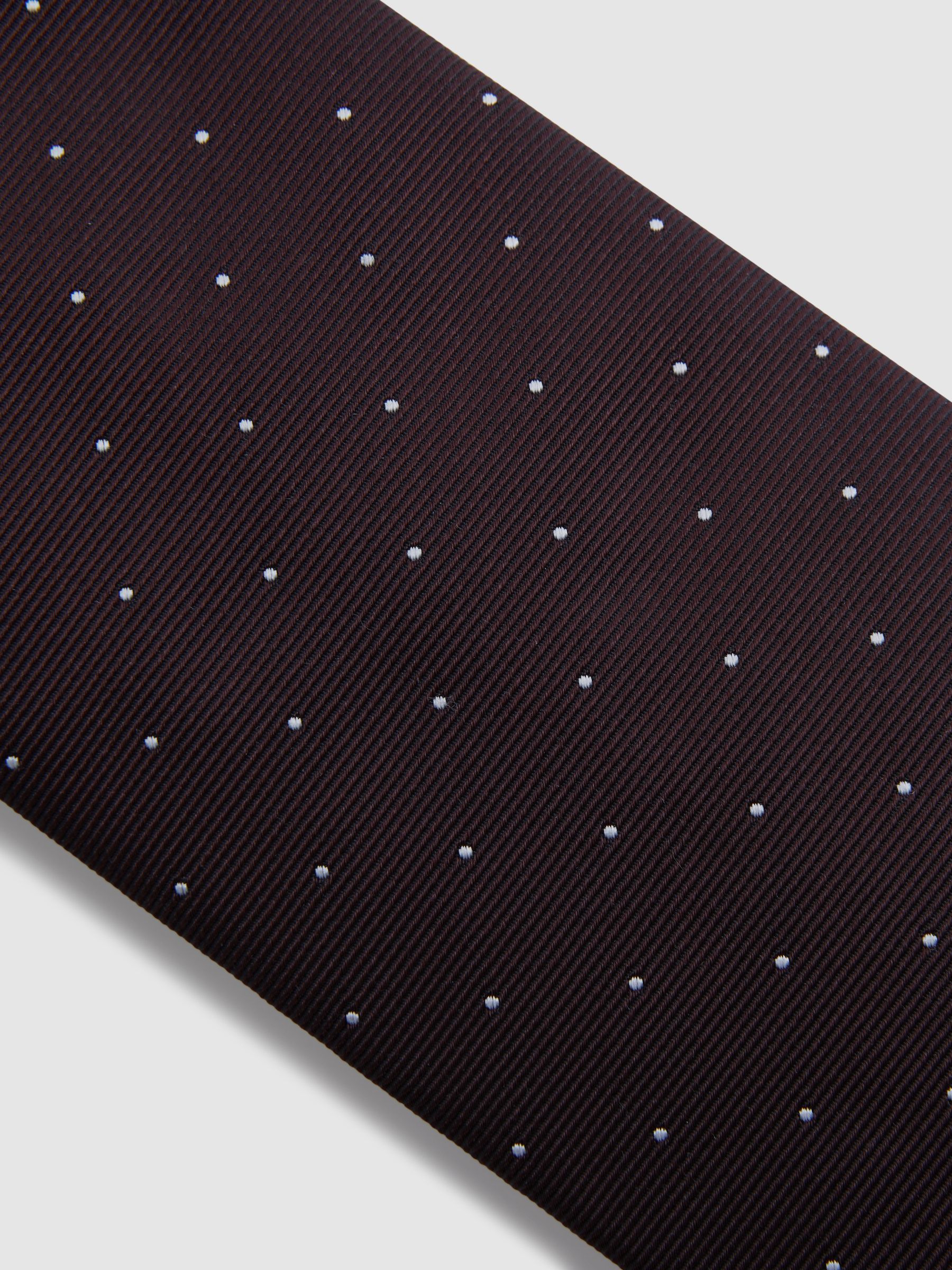Polka Dot Silk Tie in Burgundy - Image 5 of 5