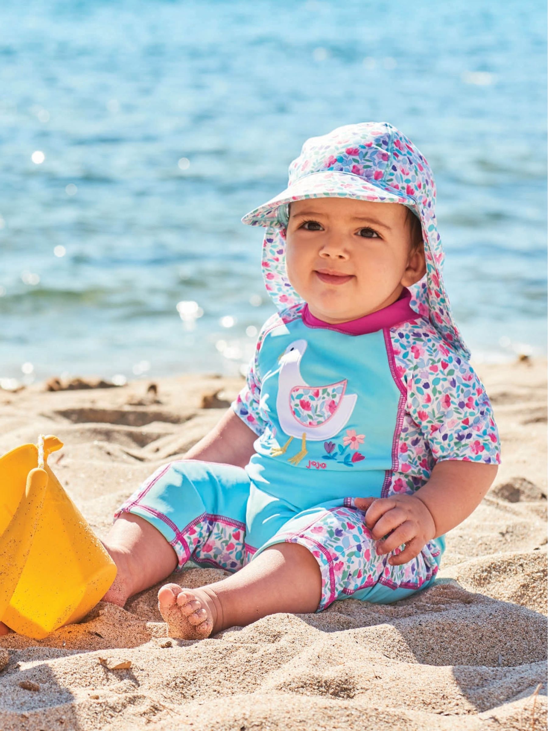 Blue Kids' Meadow Floral Flap Sun Protection Hat - Image 1 of 3