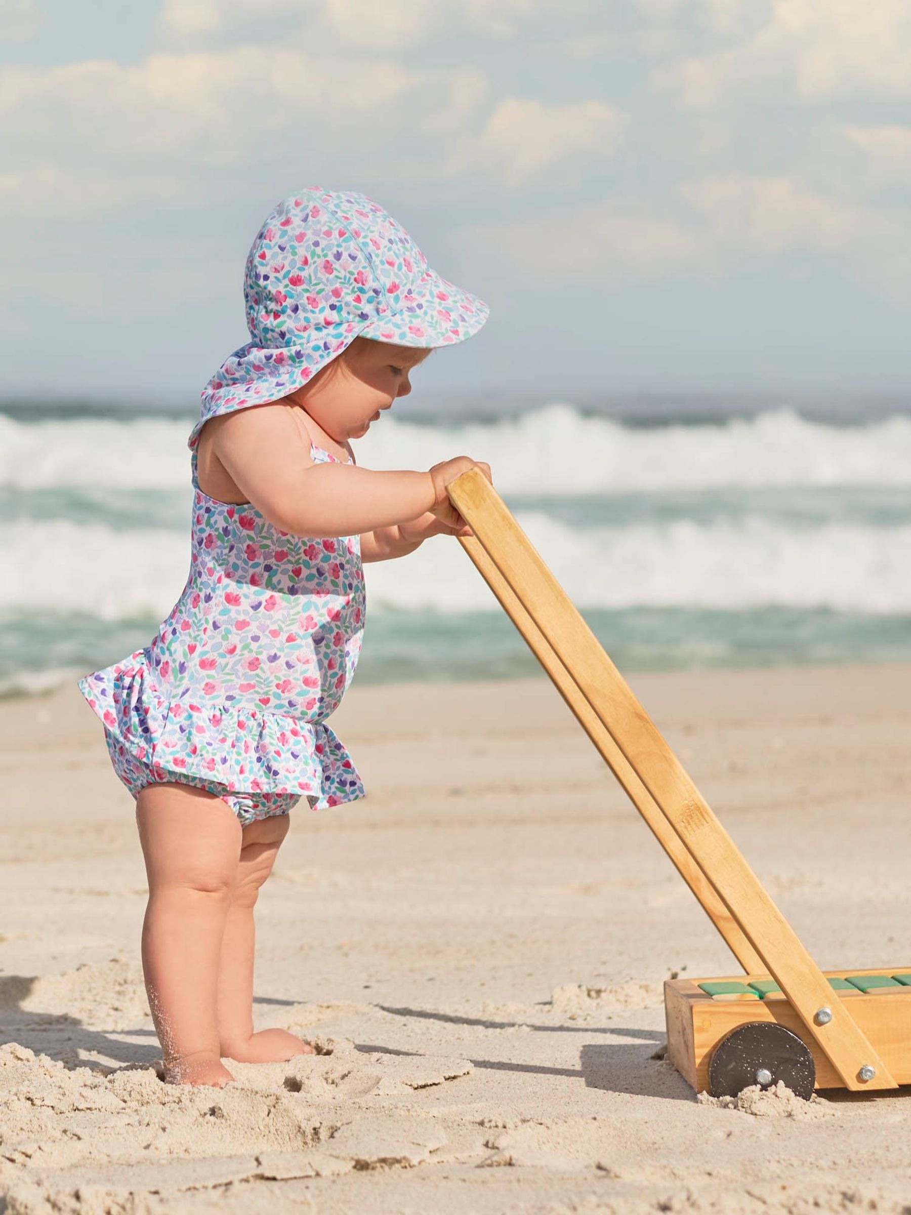 Blue Kids' Meadow Floral Flap Sun Protection Hat - Image 3 of 3