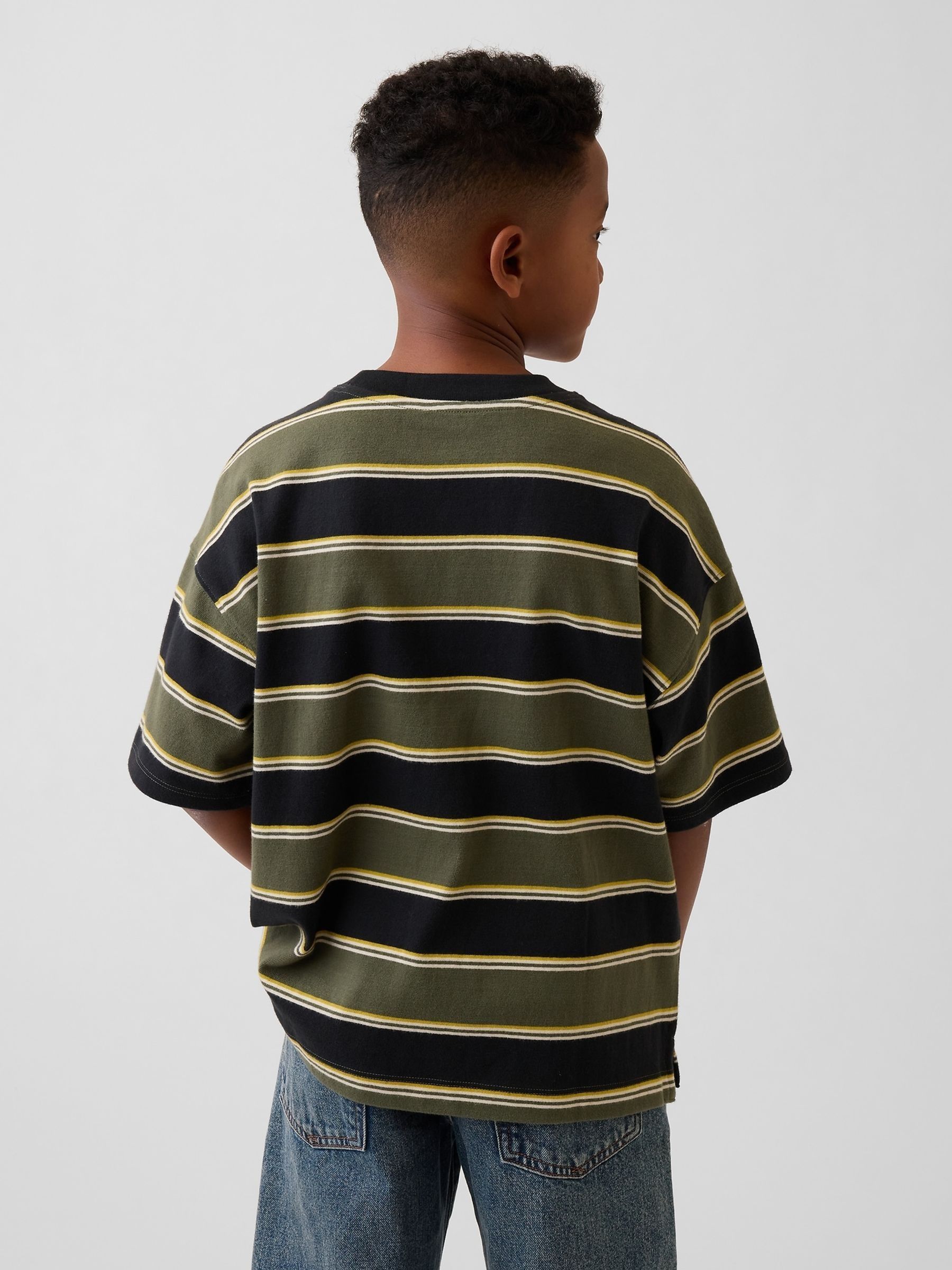 Green Stripe Heavyweight Oversized T-Shirt - Image 2 of 3