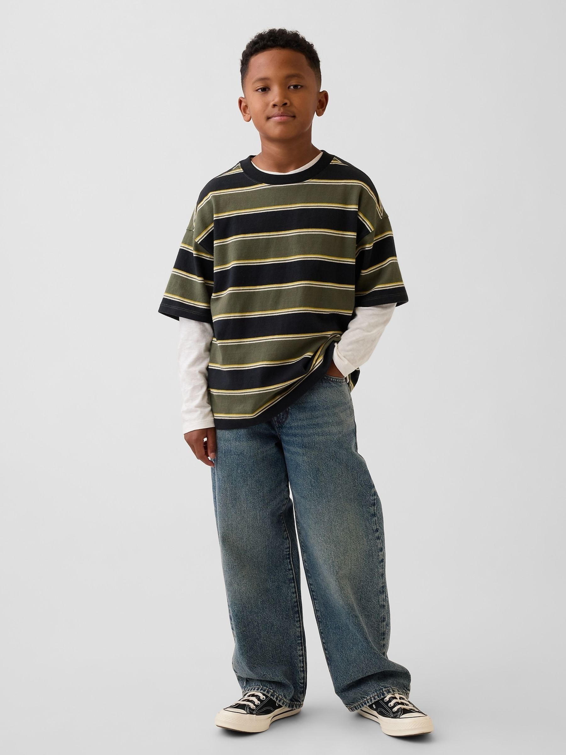 Green Stripe Heavyweight Oversized T-Shirt - Image 3 of 3