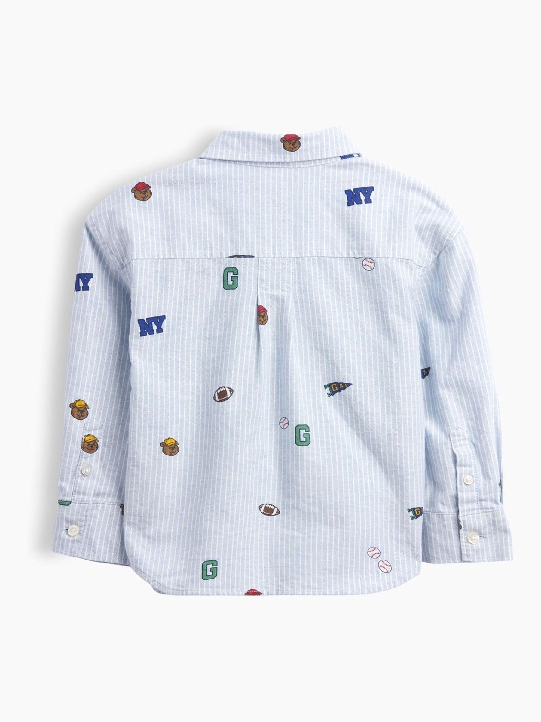 Blue Brannan Bear Baby and Toddler Print Oxford Big Shirt - Image 3 of 4