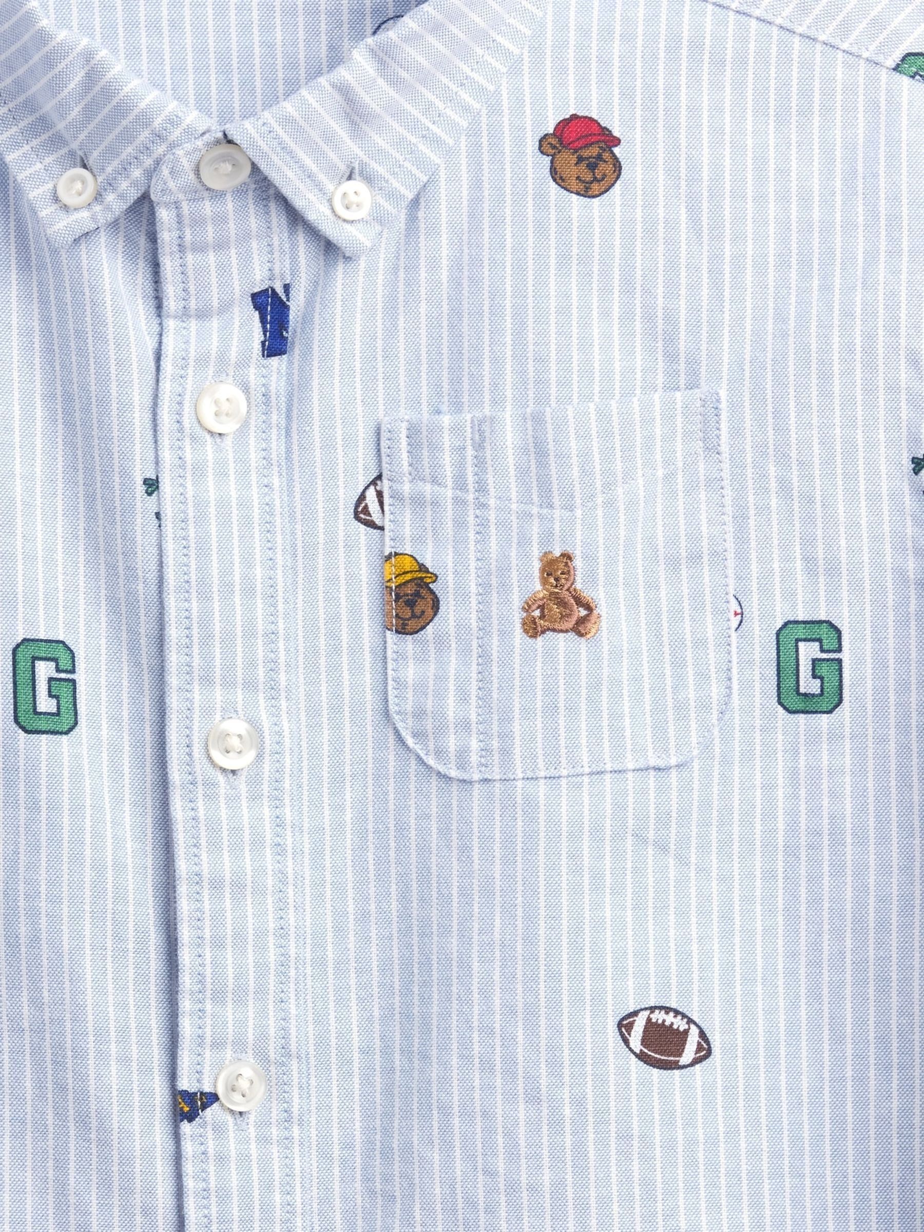 Blue Brannan Bear Baby and Toddler Print Oxford Big Shirt - Image 4 of 4
