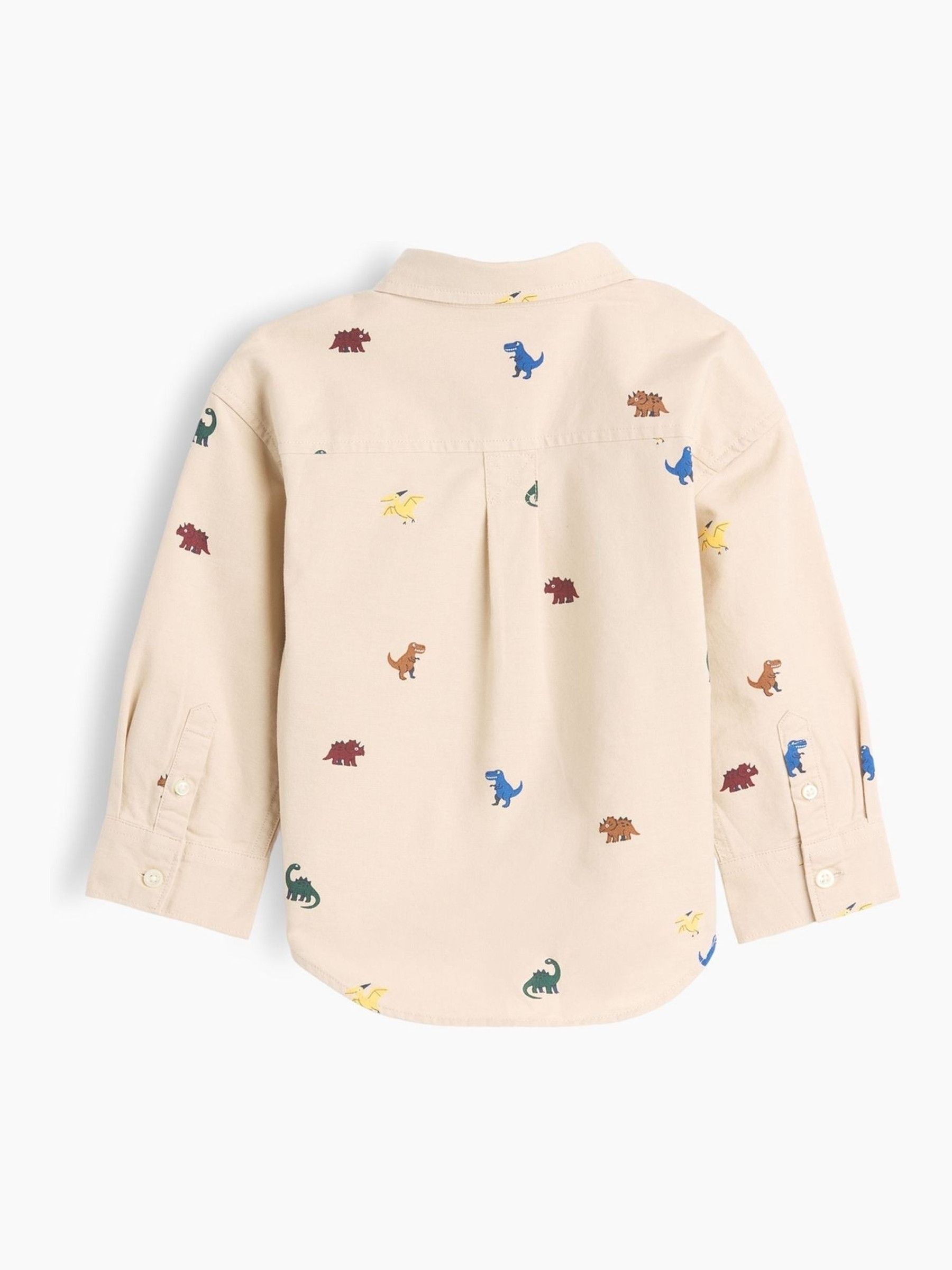 Cream Dinosaur Baby and Toddler Print Oxford Big Shirt - Image 3 of 3 Cream Dinosaur Baby and Toddler Print Oxford Big Shirt - Image 3 of 3