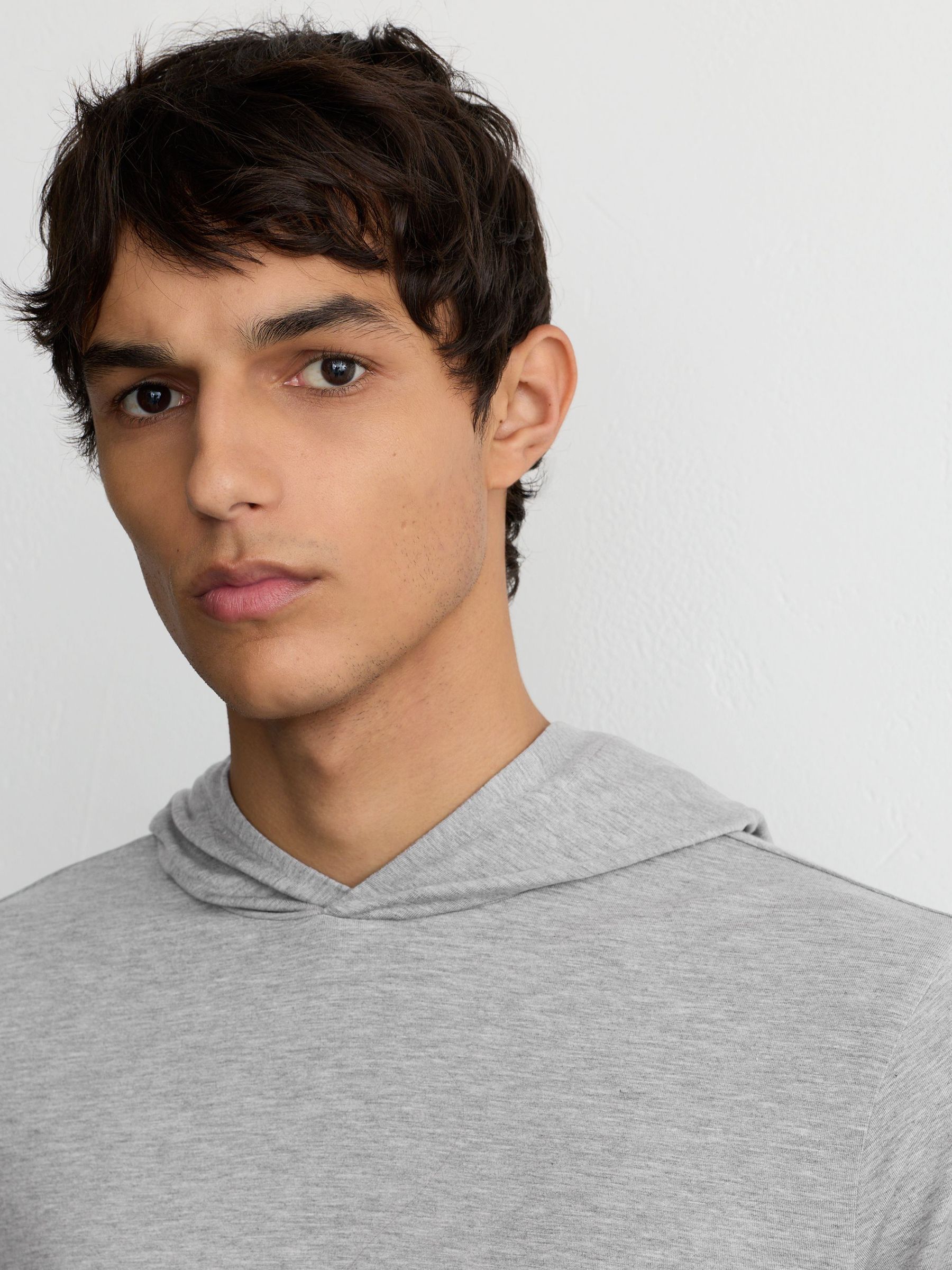 Lyocell-Blend Jersey Lounge Hoodie in Grey Melange - Image 3 of 7