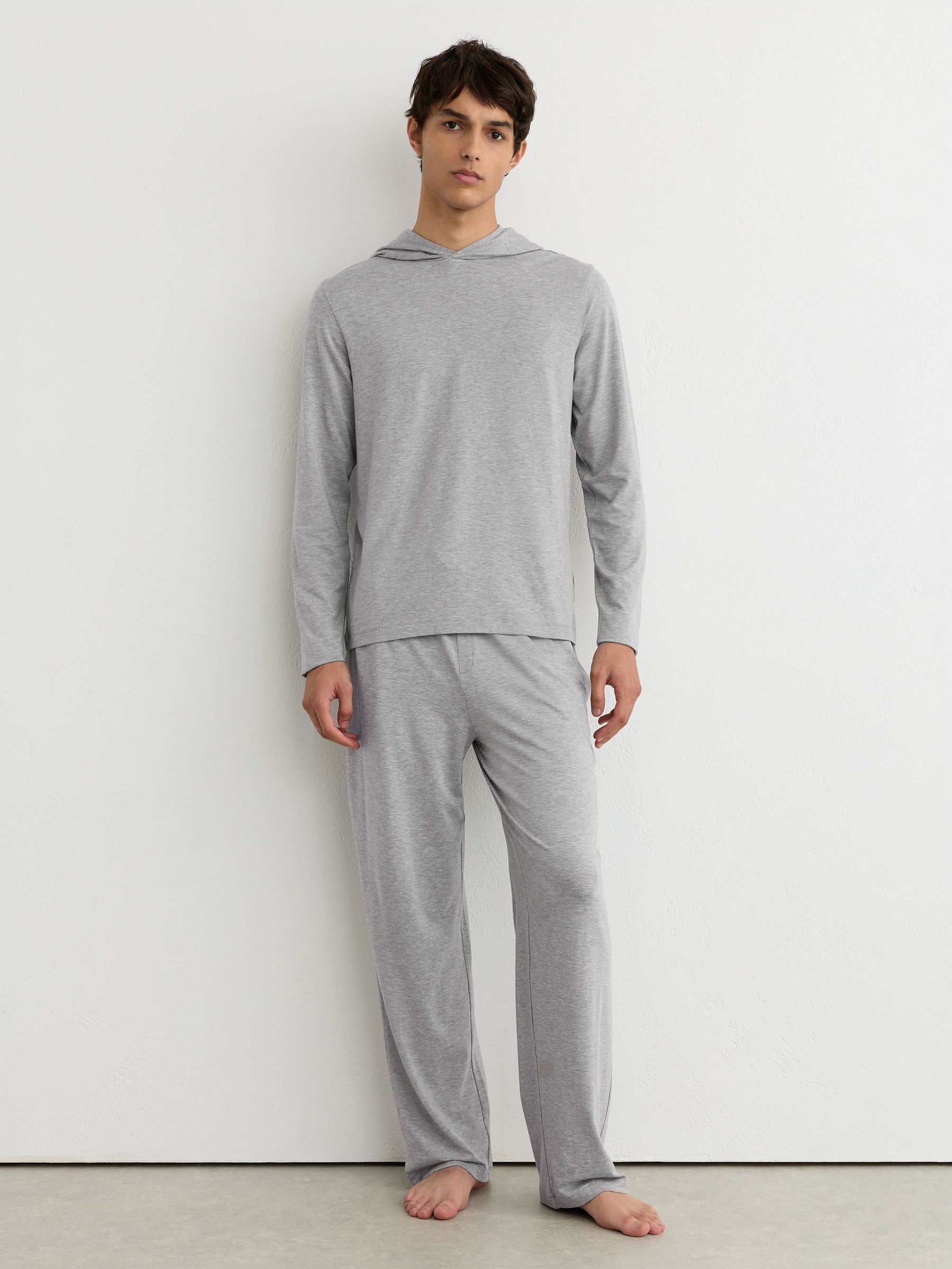 Lyocell-Blend Jersey Lounge Hoodie in Grey Melange - Image 4 of 7