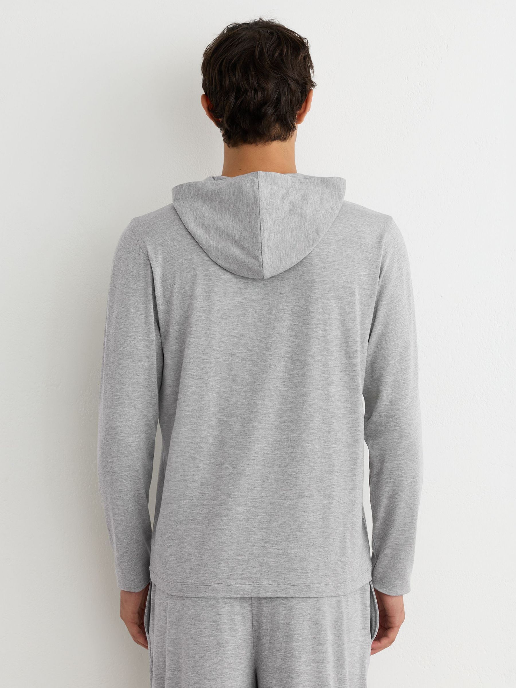 Lyocell-Blend Jersey Lounge Hoodie in Grey Melange - Image 5 of 7