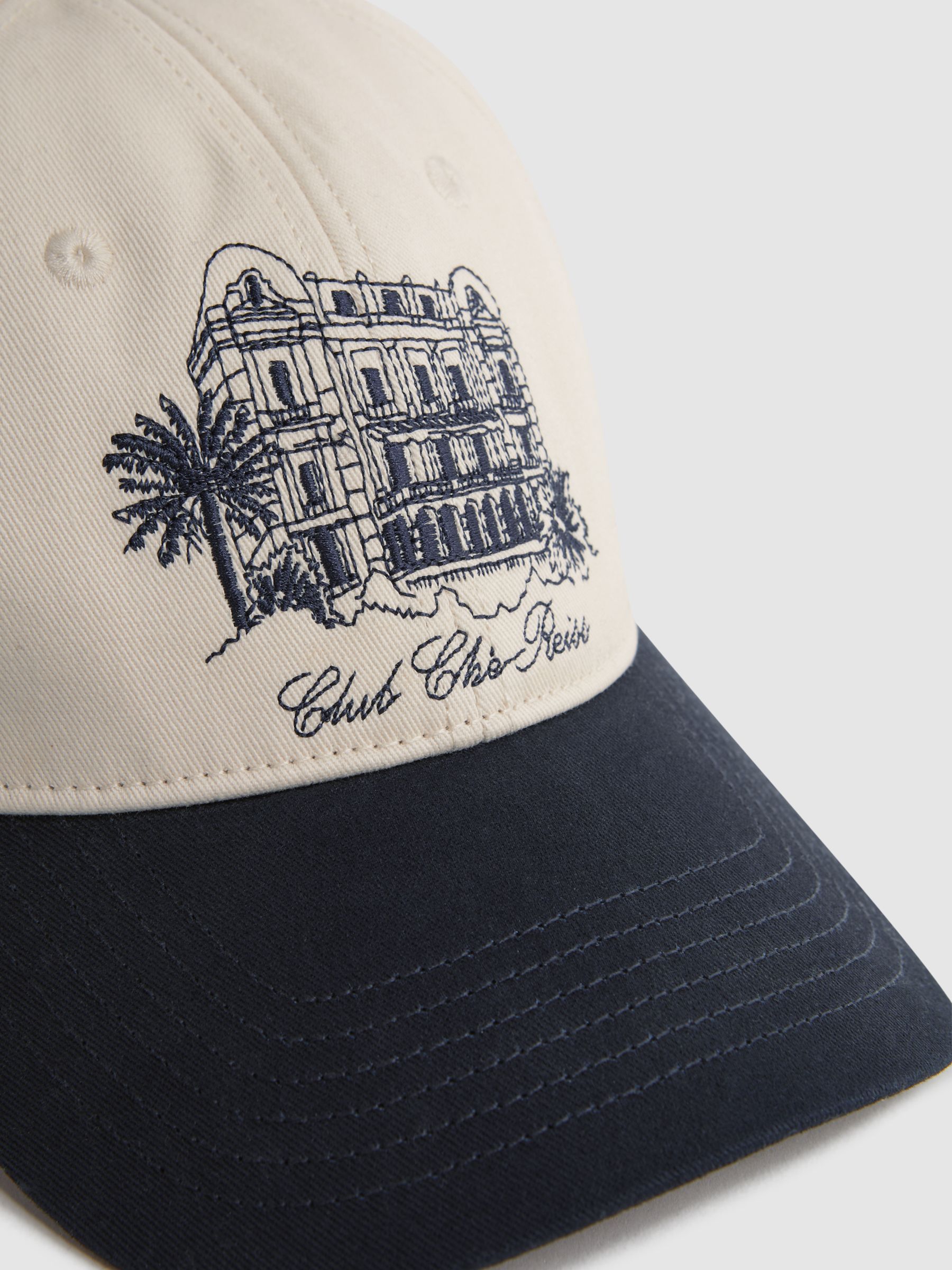 Reiss | Ché Embroidered Baseball Cap in White/Bright Blue - Image 3 of 4