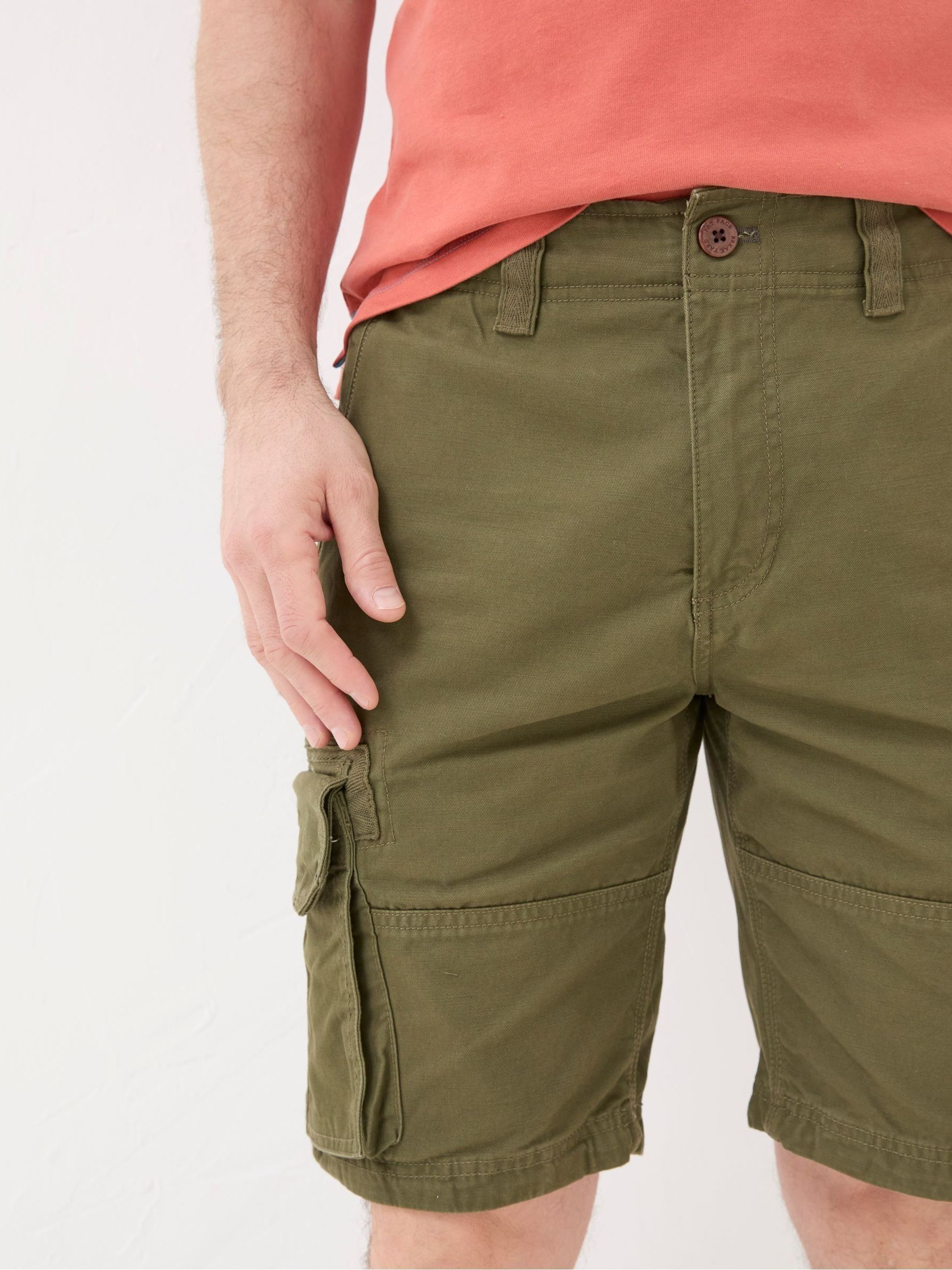 Breakyard Khaki Green Cargo Shorts - Image 4 of 5