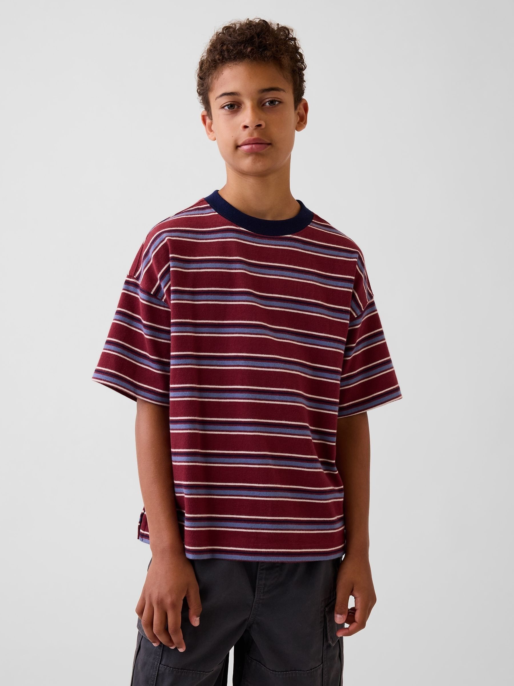 Red Stripe Heavyweight Oversized T-Shirt - Image 1 of 5