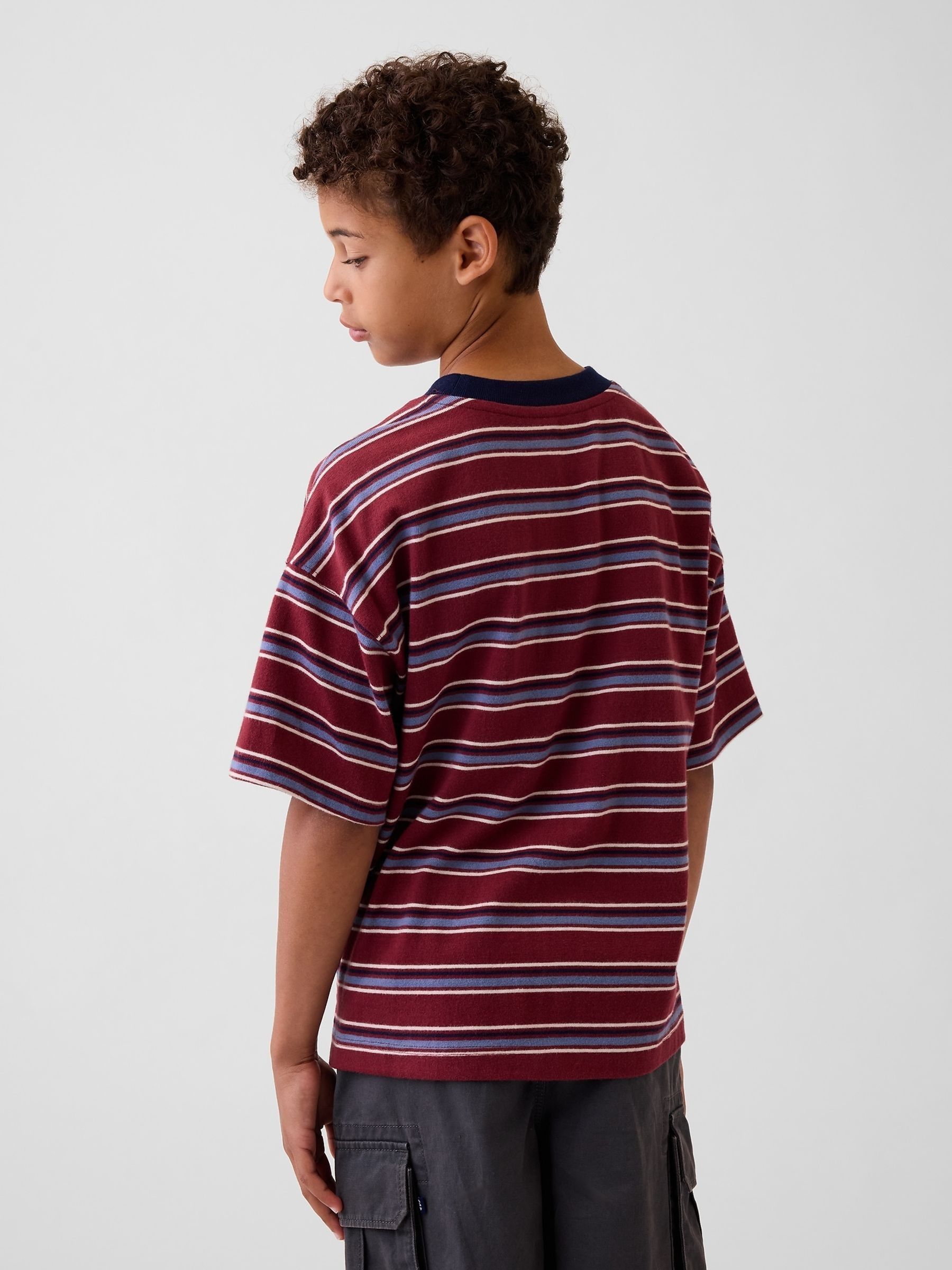 Red Stripe Heavyweight Oversized T-Shirt - Image 2 of 5 Red Stripe Heavyweight Oversized T-Shirt - Image 2 of 5
