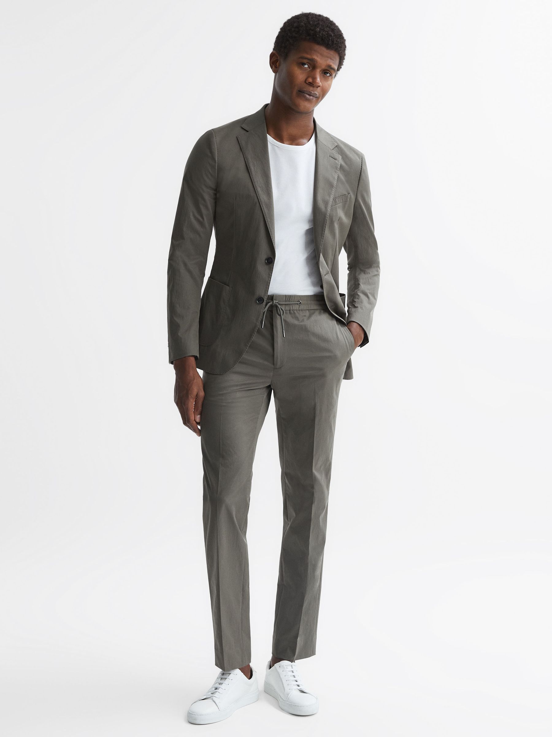 Technical Drawstring Trousers in Khaki - Image 3 of 4