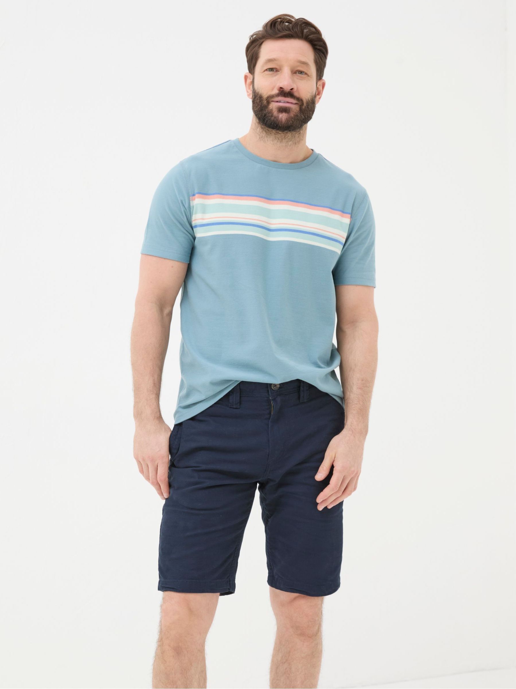Blue Stow Flat Front Shorts - Image 1 of 4 Blue Stow Flat Front Shorts - Image 1 of 4
