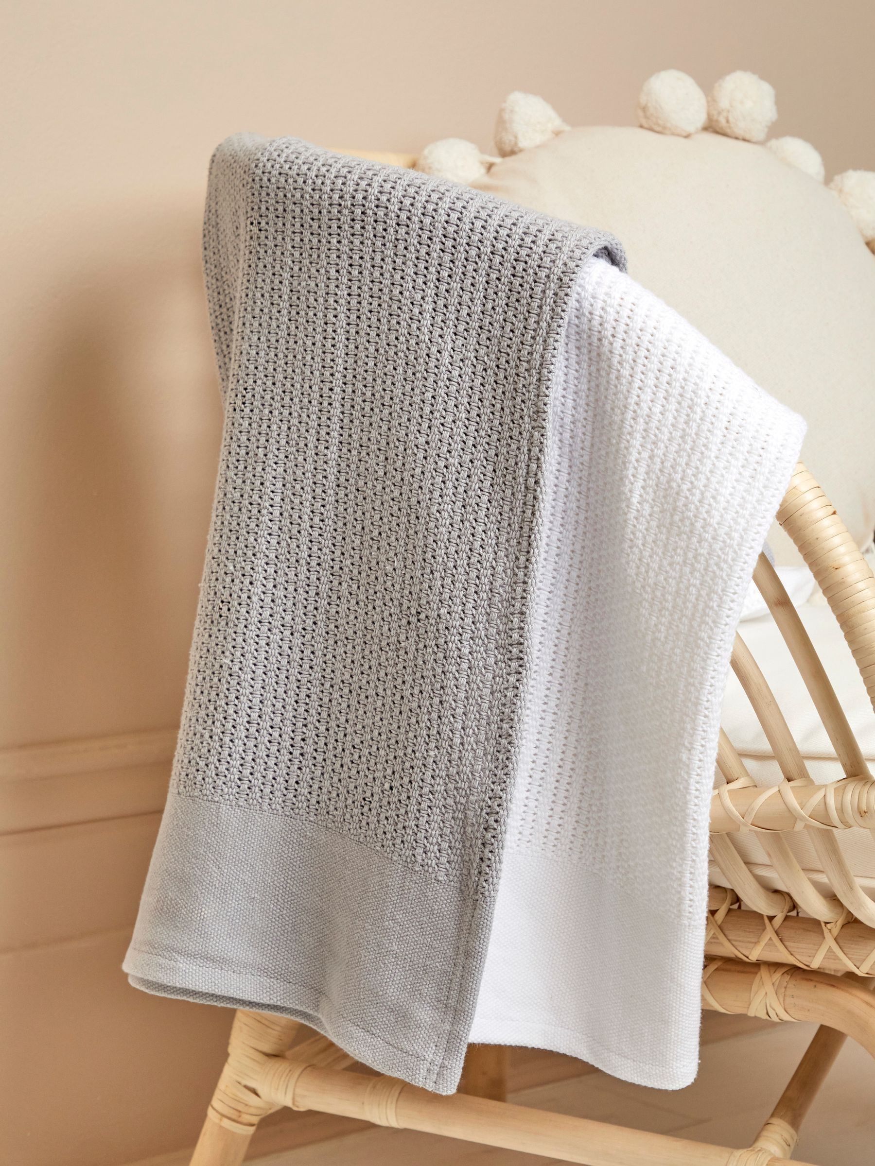 White Woven Cellular Blanket - Image 2 of 5