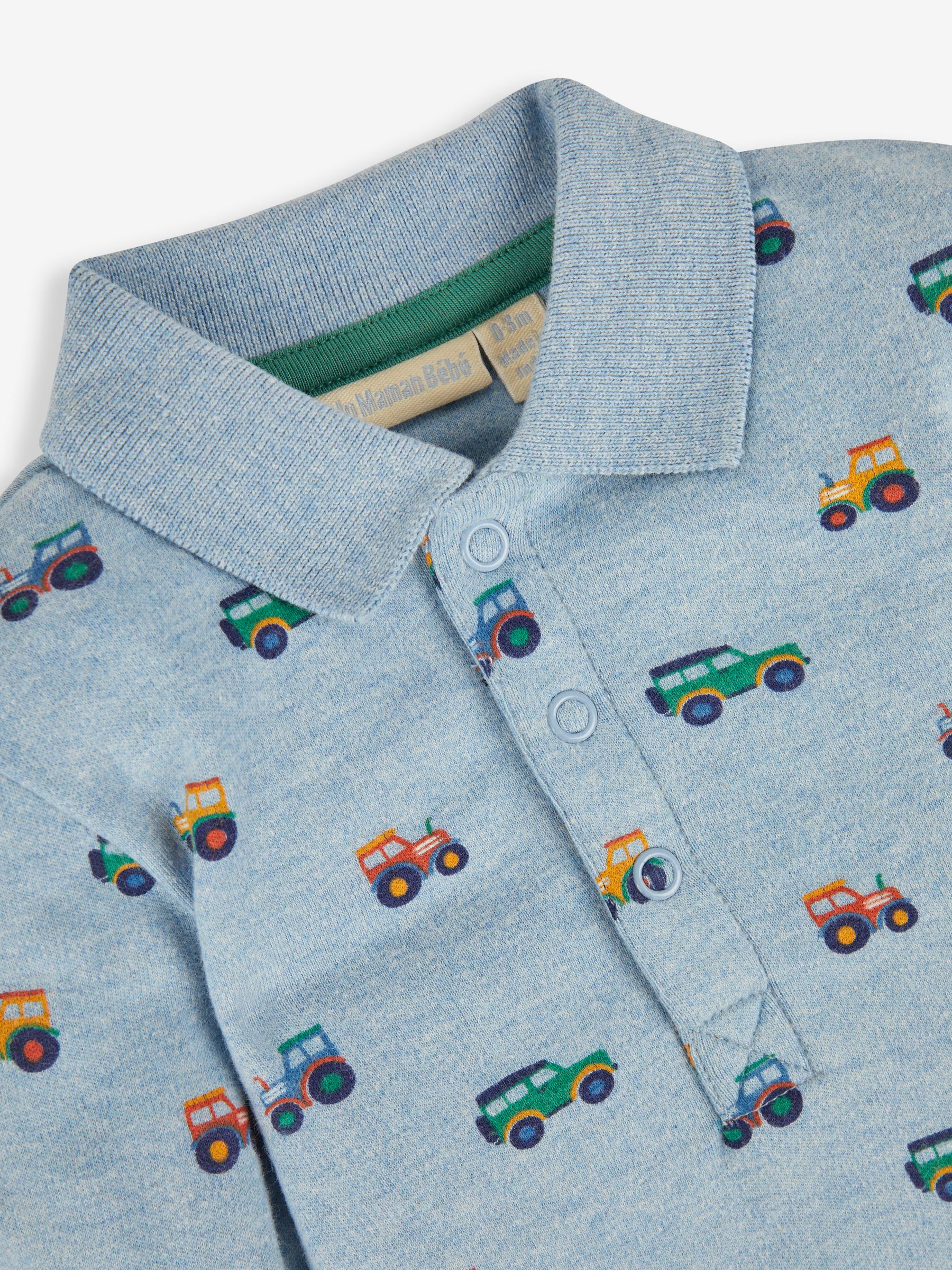 Farm Vehicles Print Polo Shirt Body in Blue - Image 2 of 3