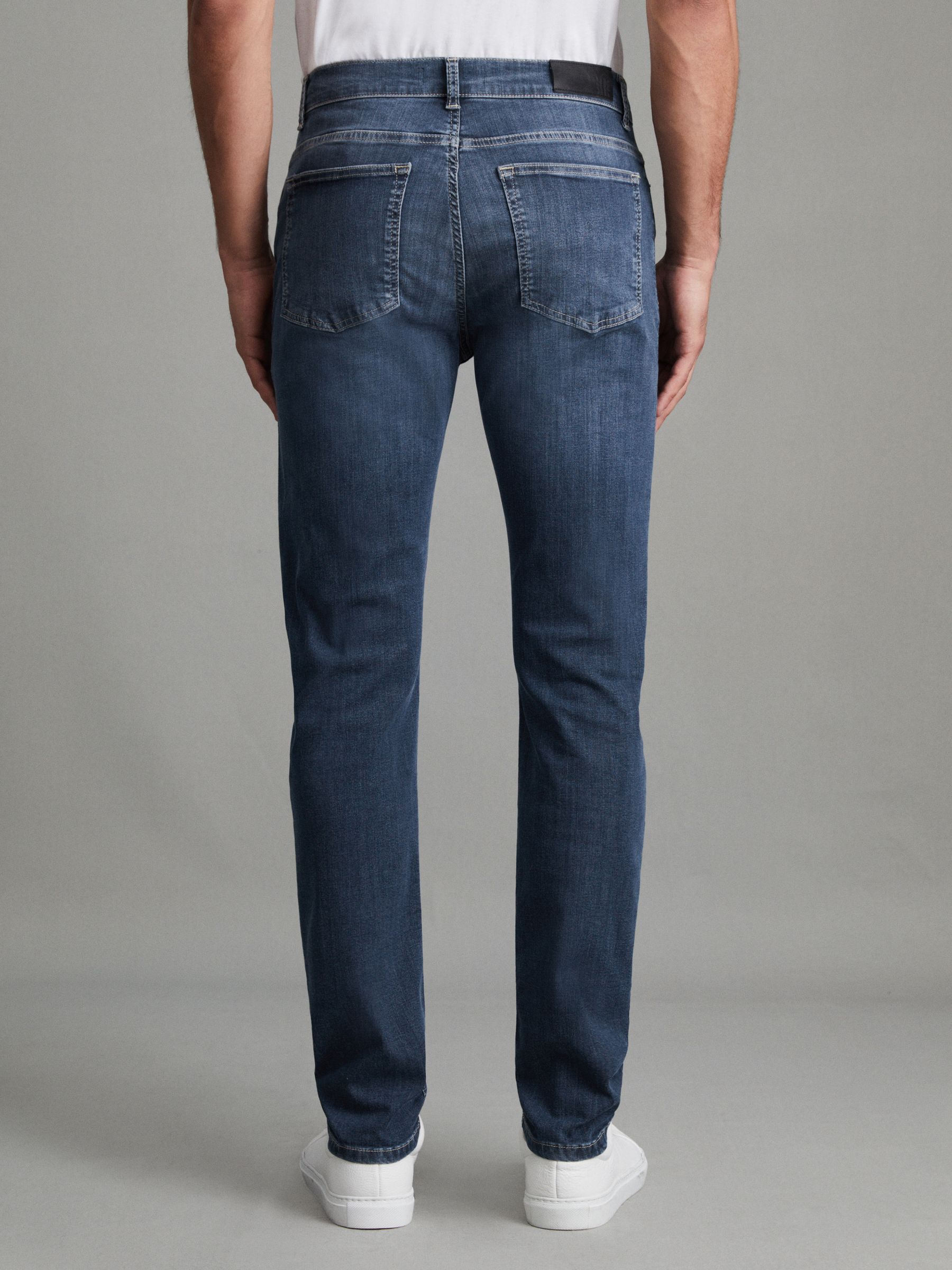 Slim Fit Washed Jersey Jeans in Indigo - Image 4 of 6