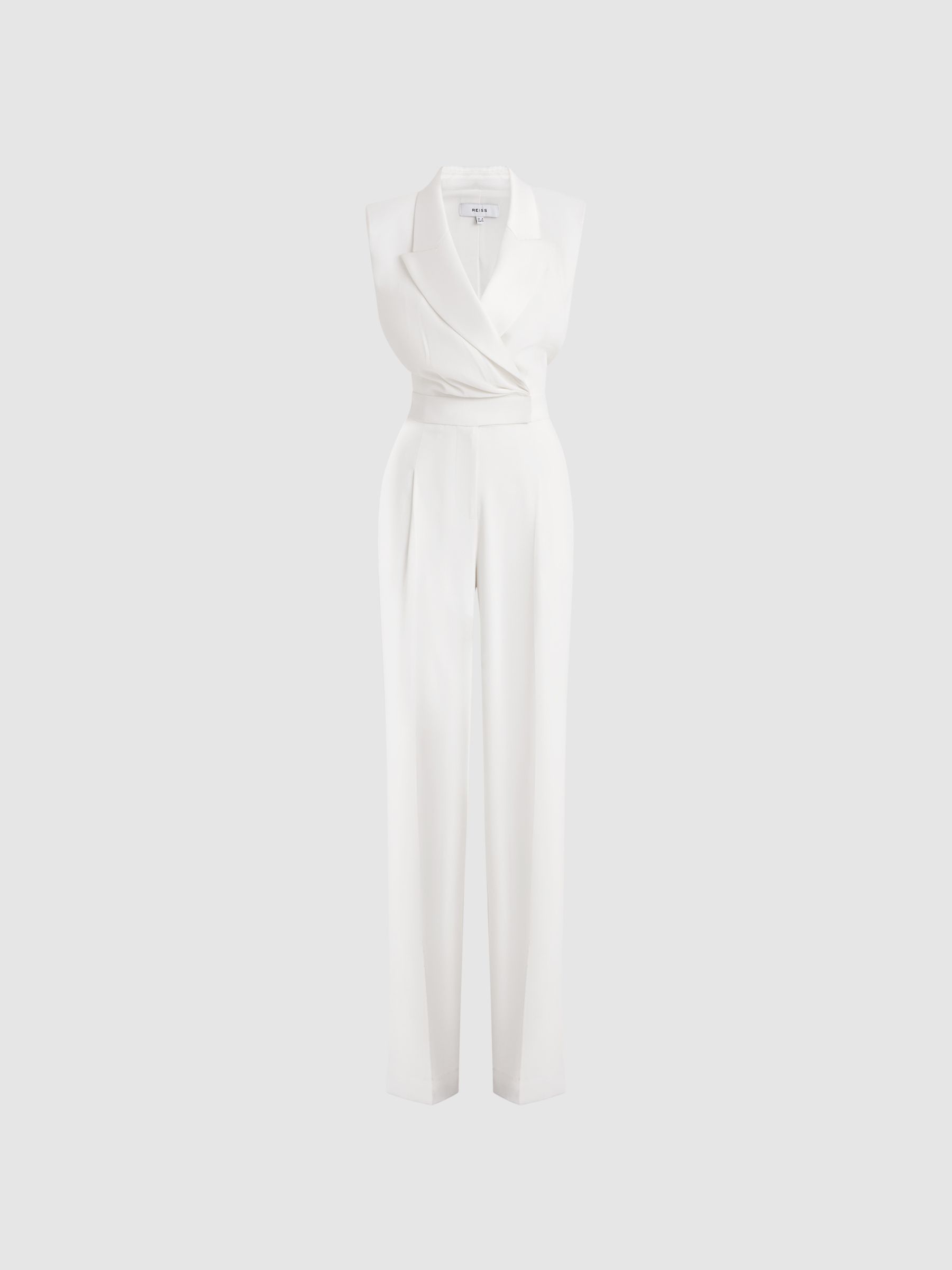 Petite Satin Lapel Jumpsuit in Ivory - Image 2 of 5