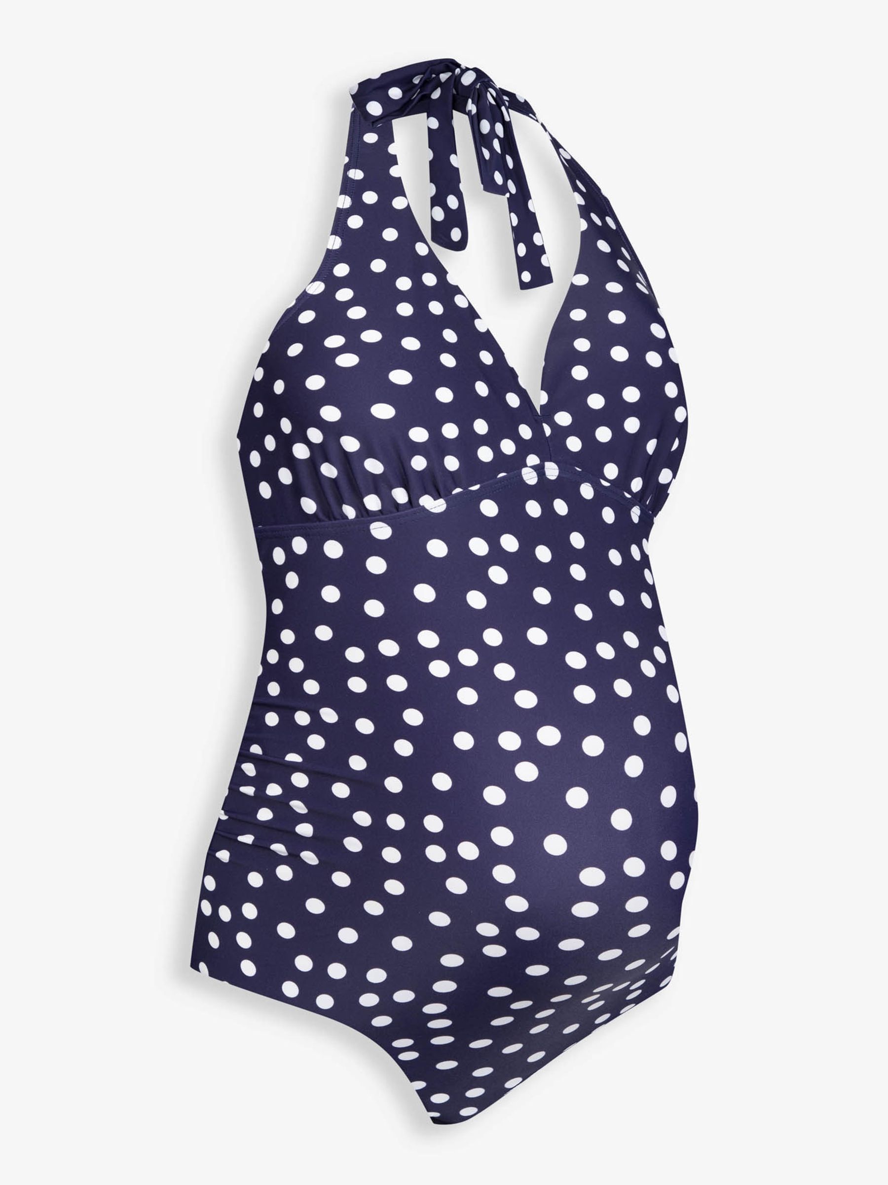 Navy Blue & White Spot Maternity Halterneck Swimsuit - Image 6 of 7