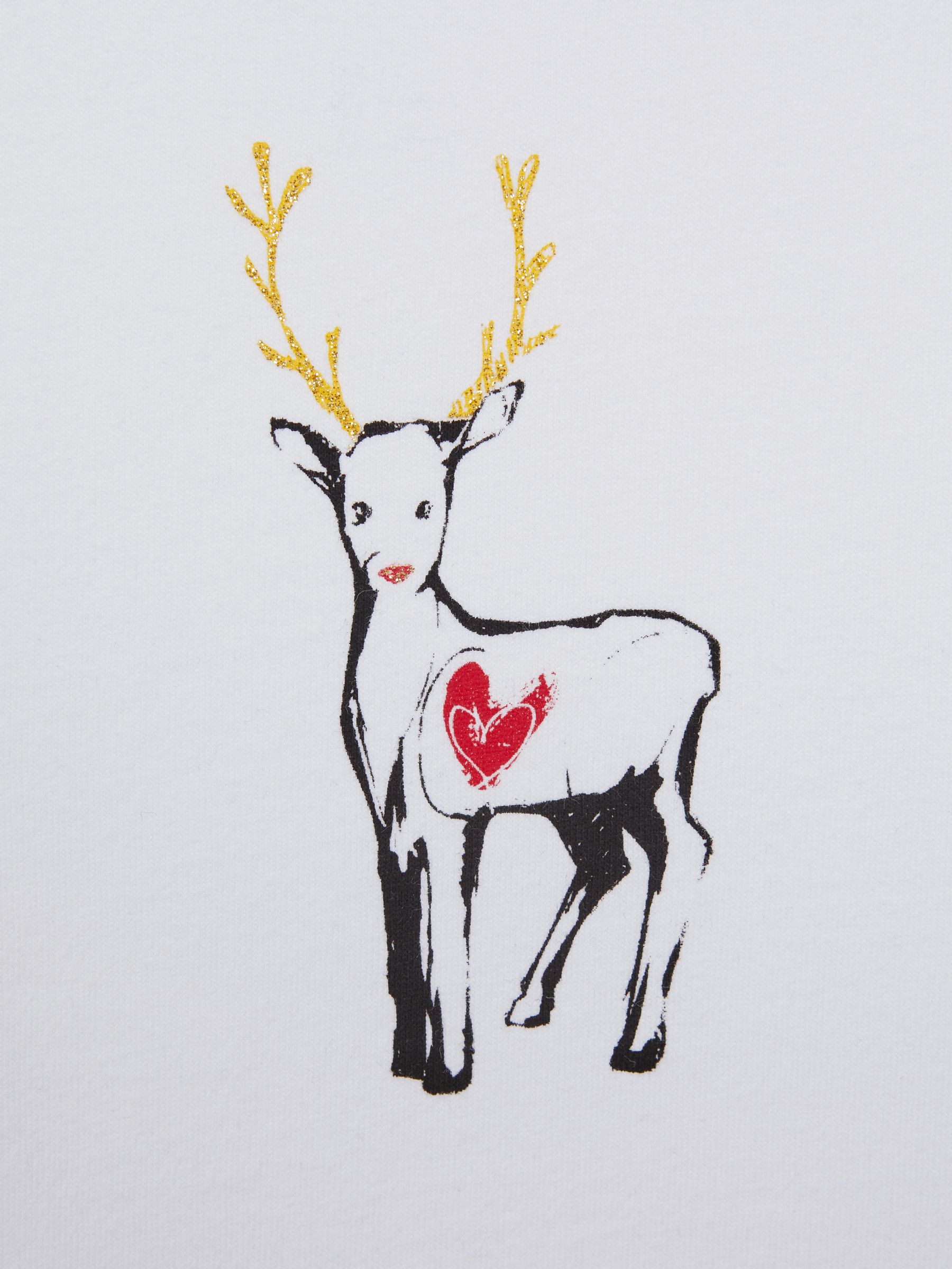 9-14 yrs Cotton Reindeer Long Sleeve T-Shirt in White - Image 6 of 6