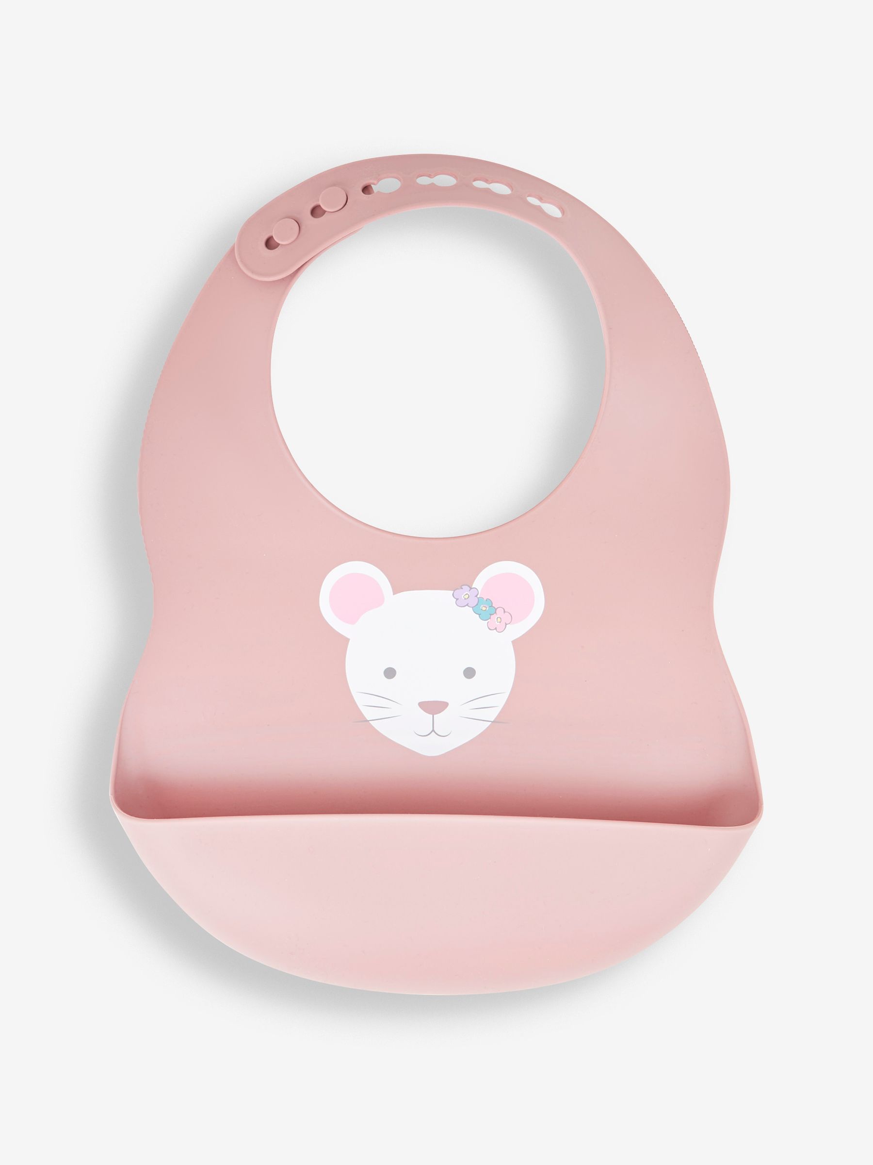 Pink Ditsy Mouse 2-Pack Silicone Bib Set - Image 3 of 7
