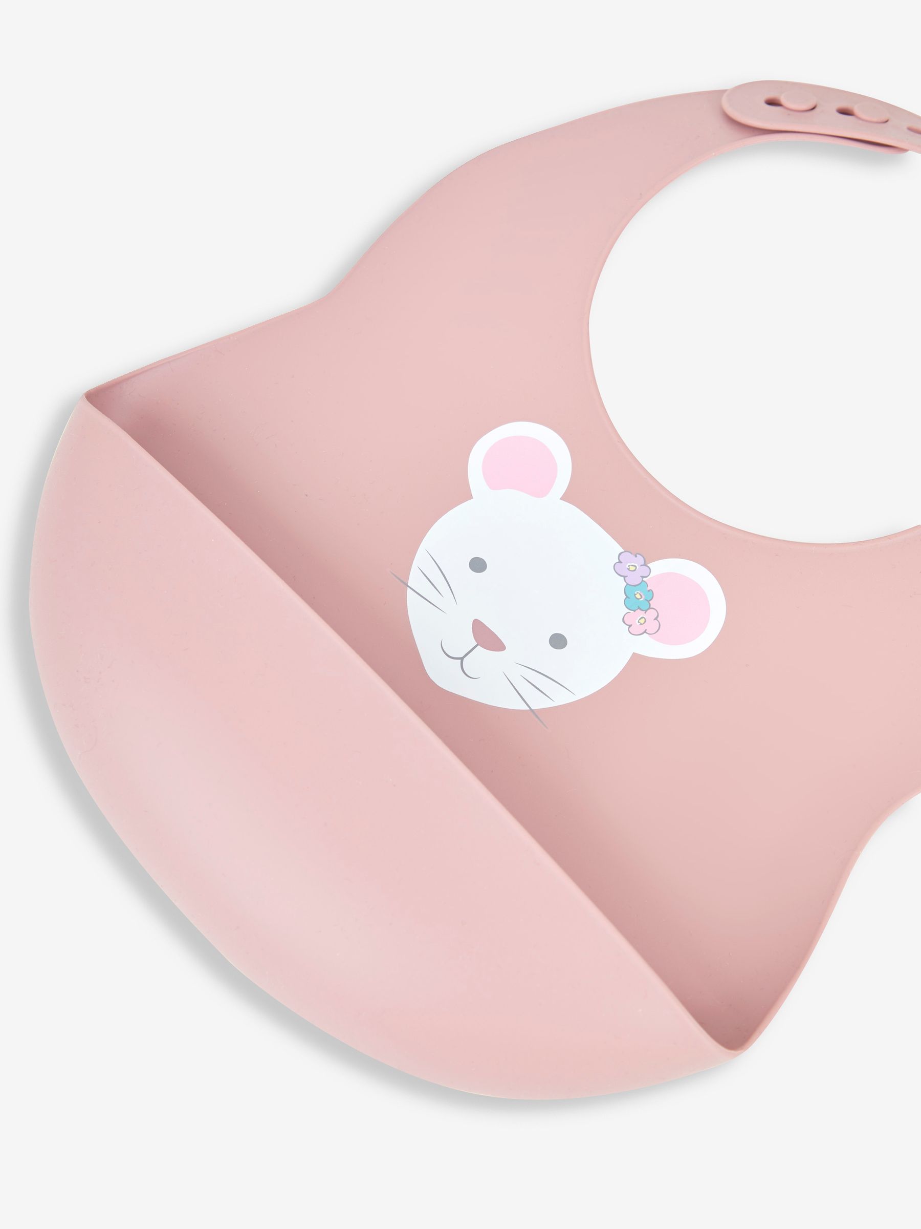 Pink Ditsy Mouse 2-Pack Silicone Bib Set - Image 6 of 7