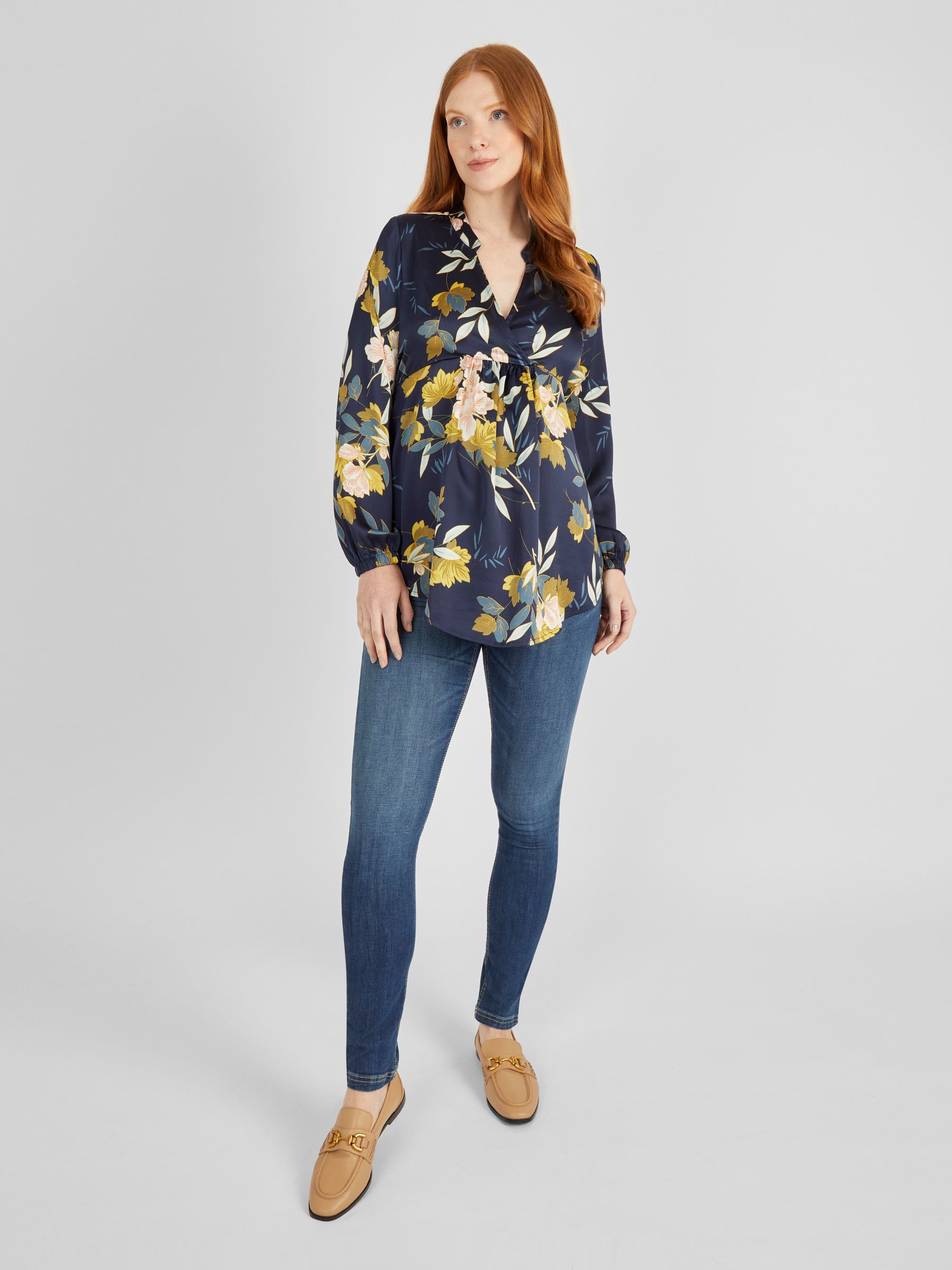 Navy Floral Maternity Blouse - Image 3 of 5