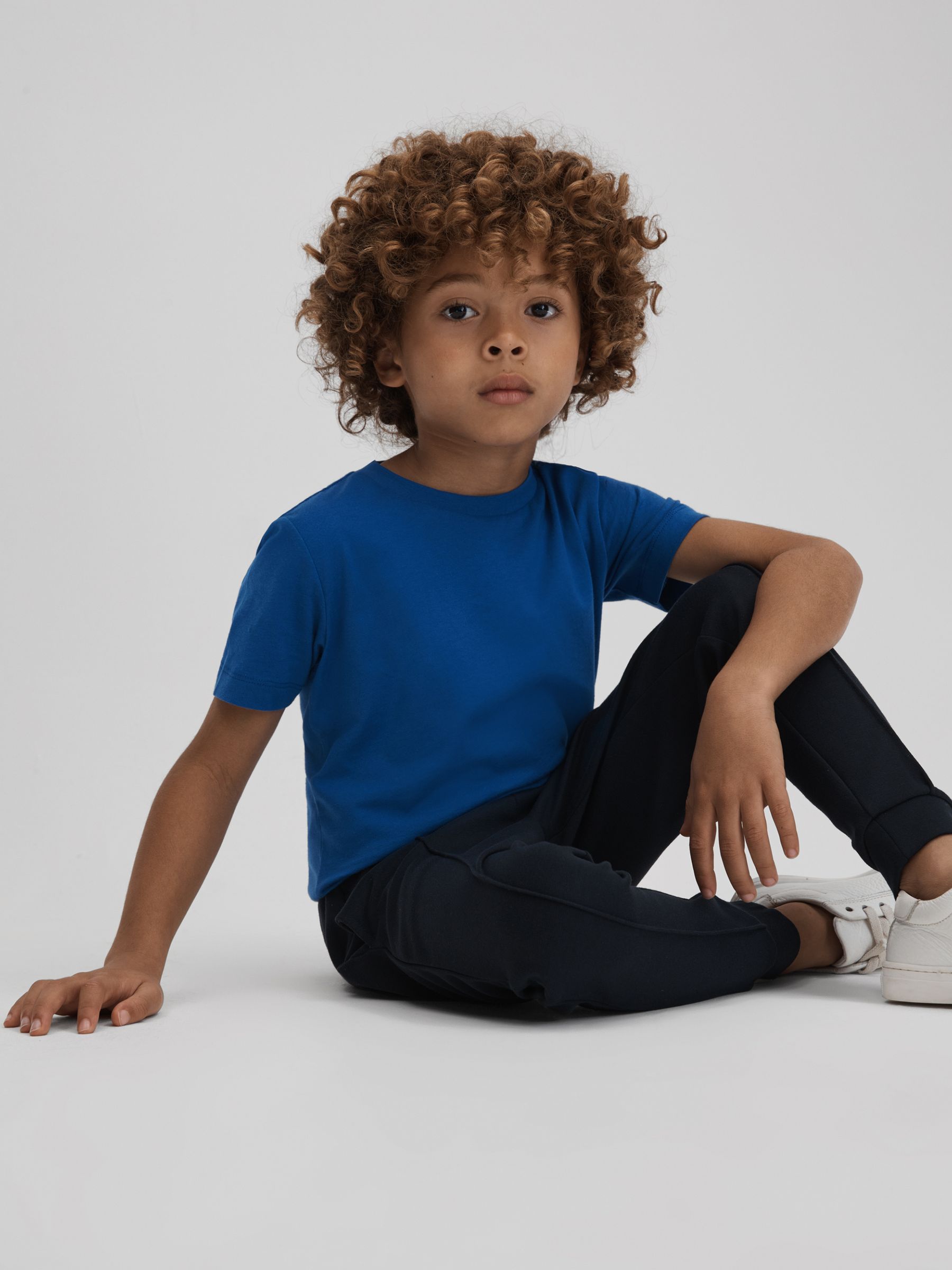 3-9 yrs Cotton Crew Neck T-Shirt in Lapis Blue - Image 1 of 7 3-9 yrs Cotton Crew Neck T-Shirt in Lapis Blue - Image 1 of 7