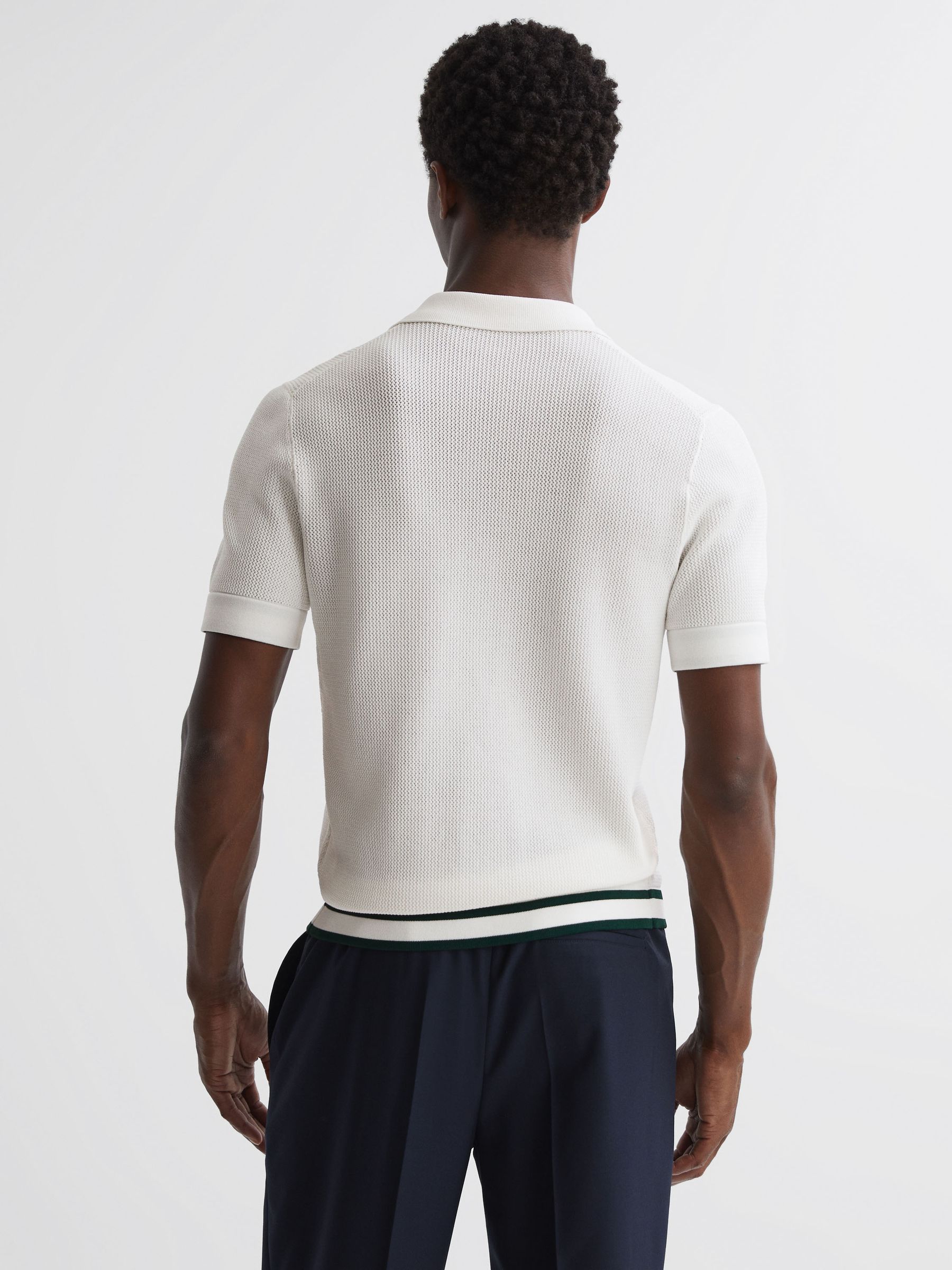 Reiss | Ché Knitted Button Through T-Shirt in Ecru - Image 5 of 5