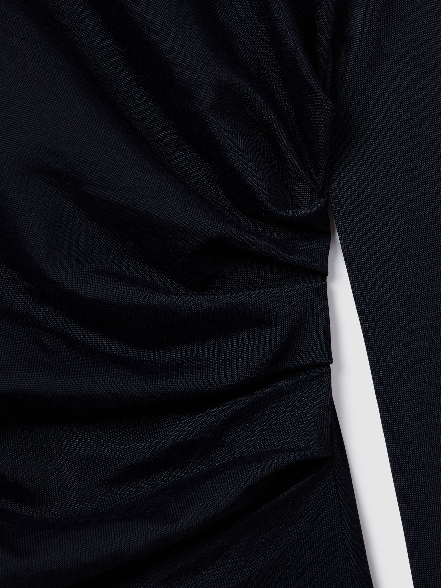 Ruched Asymmetric Neck Top in Navy - Image 6 of 6