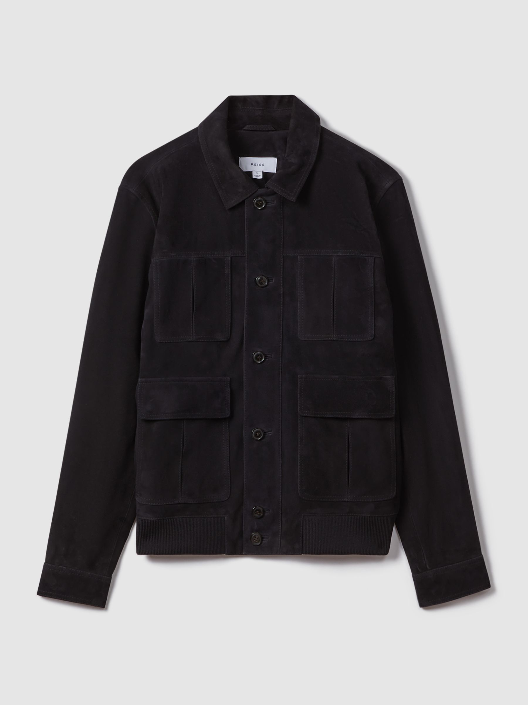 Suede Chest Pocket Jacket in Navy - Image 2 of 6