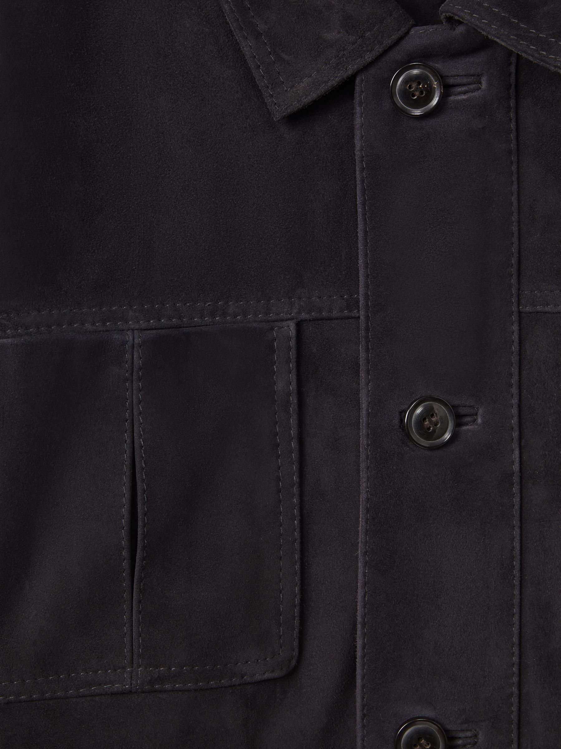 Suede Chest Pocket Jacket in Navy - Image 6 of 6