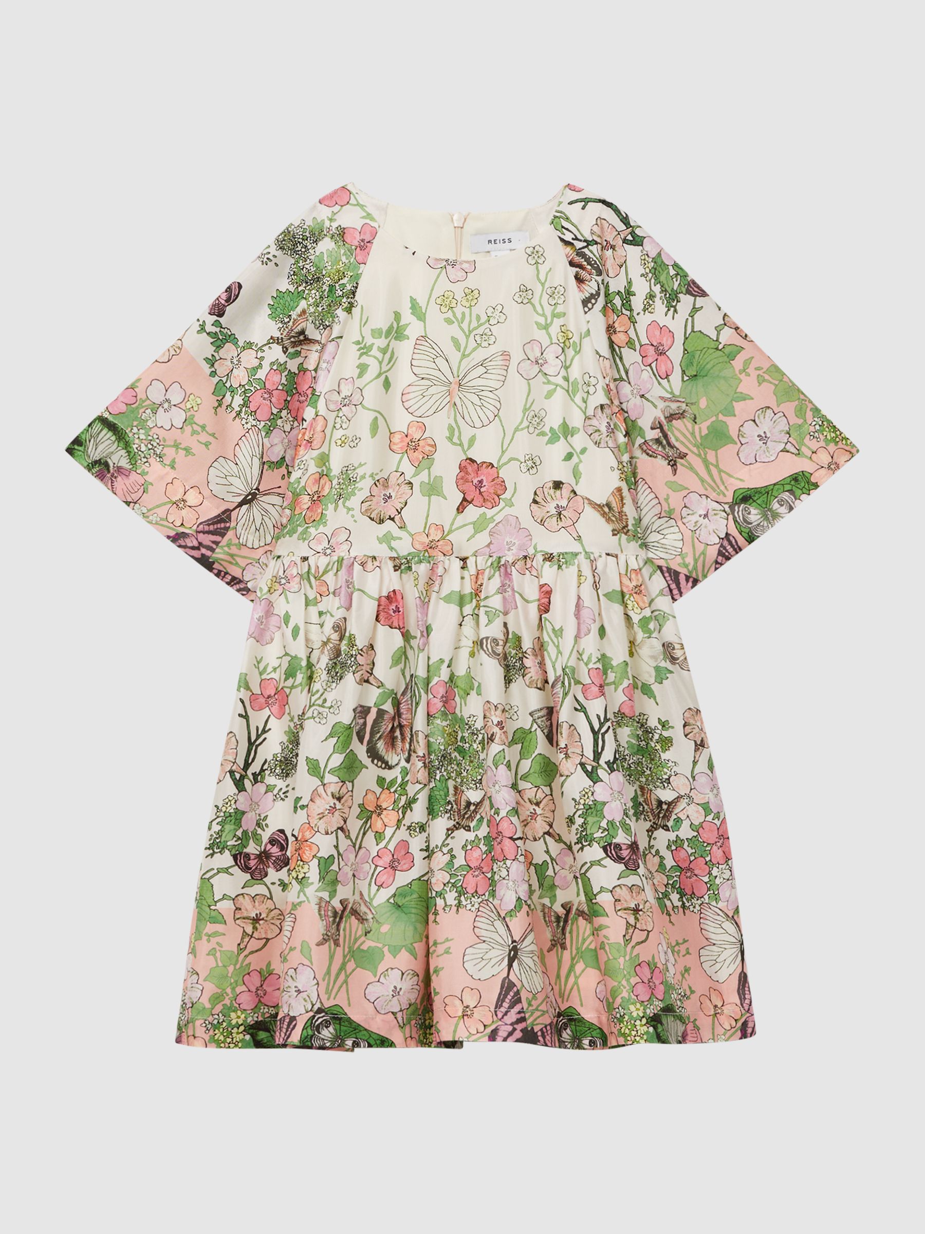 9-12 yrs Floral Print Bell Sleeve Dress in Ivory Print - Image 2 of 7