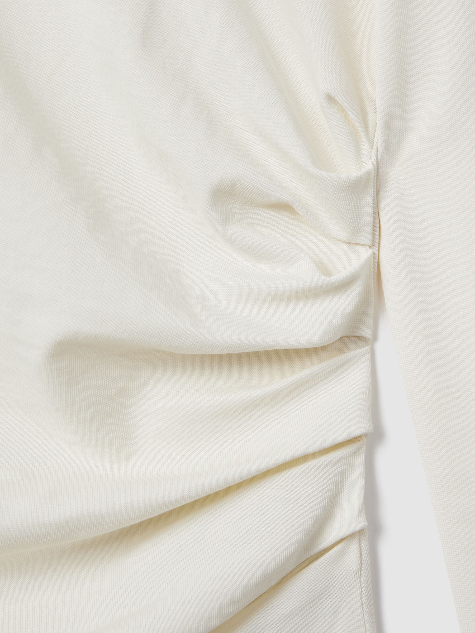 Ruched Asymmetric Neck Top in Ivory - Image 6 of 6
