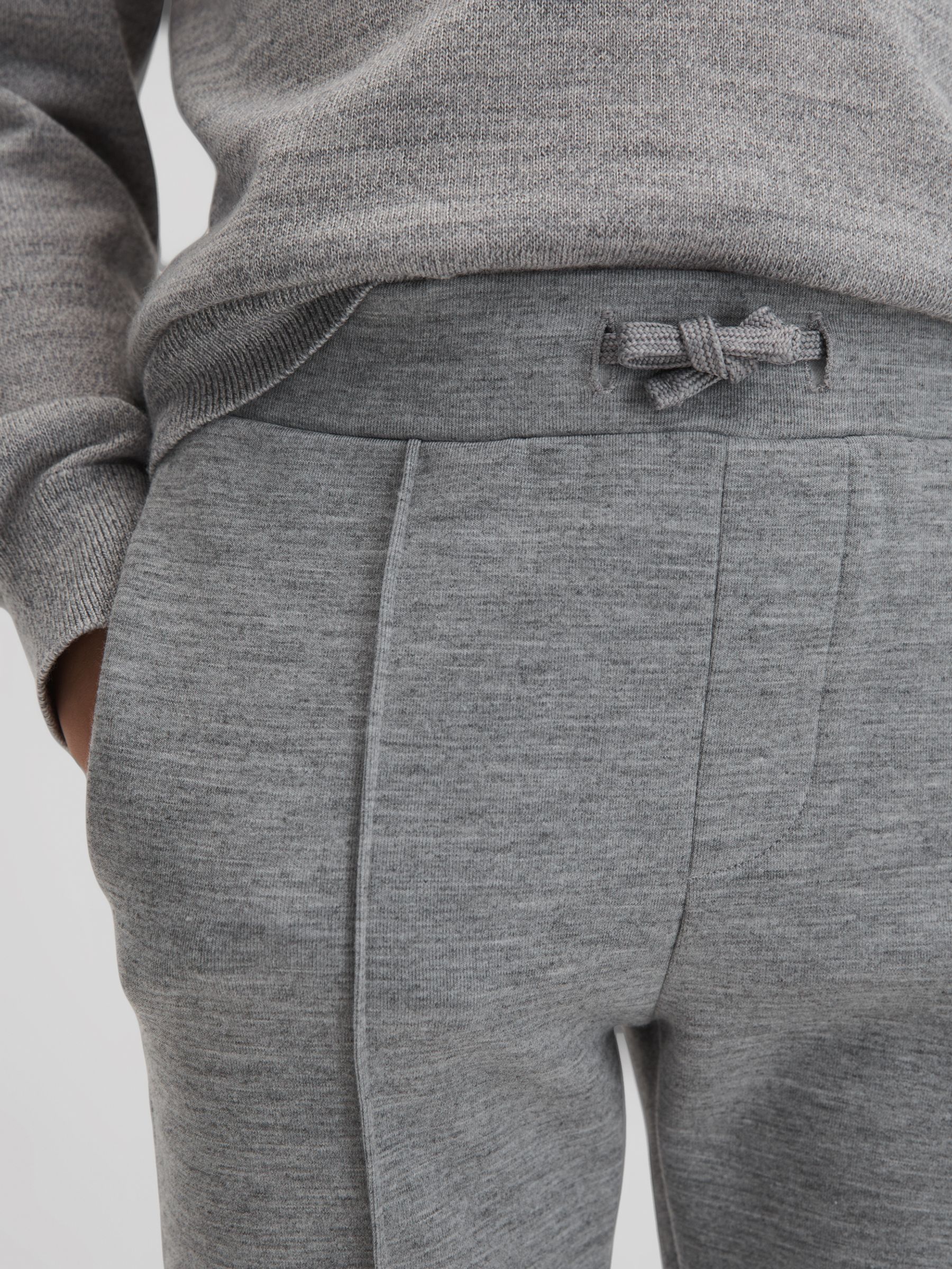 Teen jersey joggingbroek van interlockstof met trekkoord in zacht grijs - Afbeelding 4 van 6