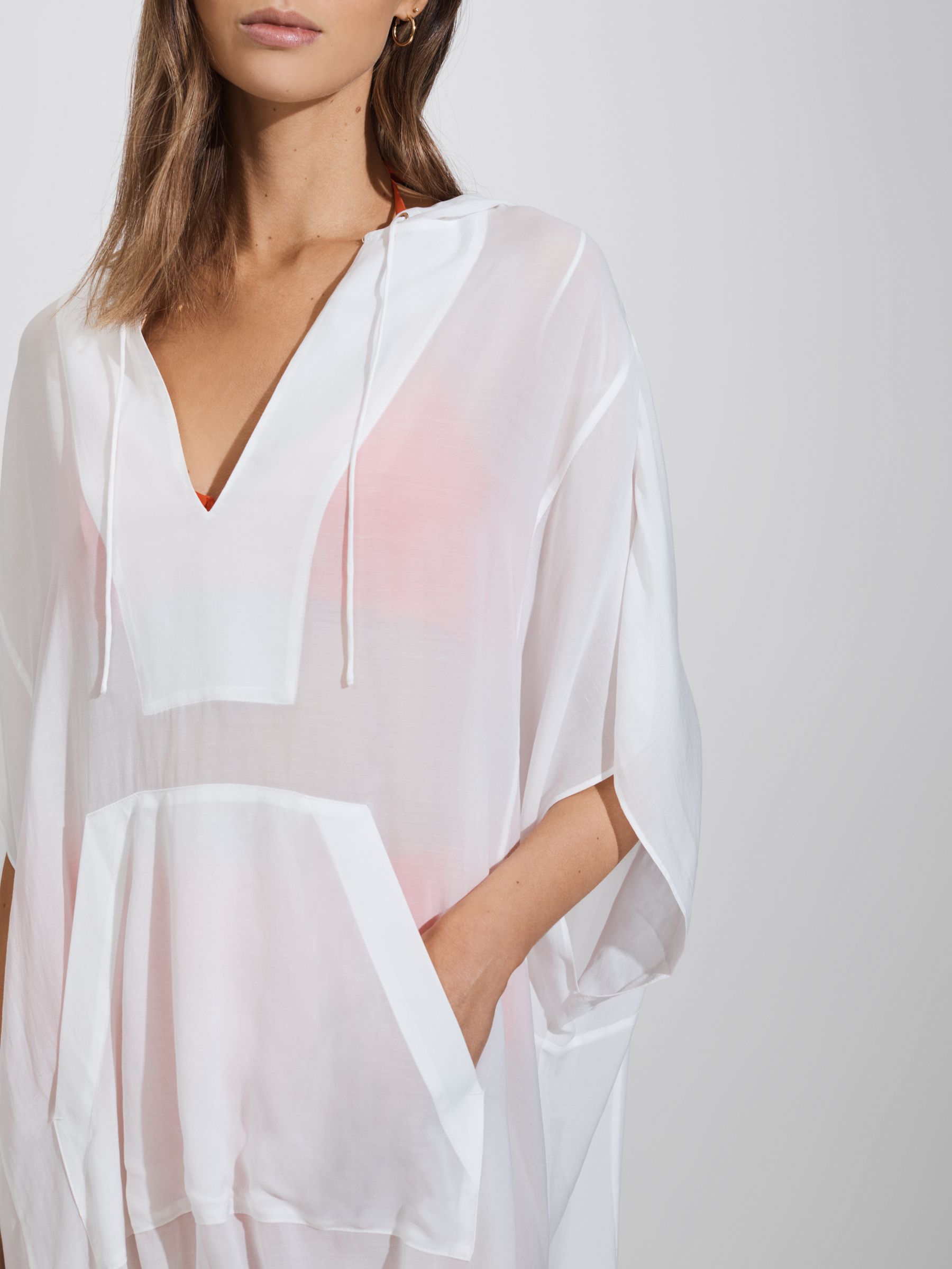 Drawstring Hem Kaftan in White - Image 4 of 6
