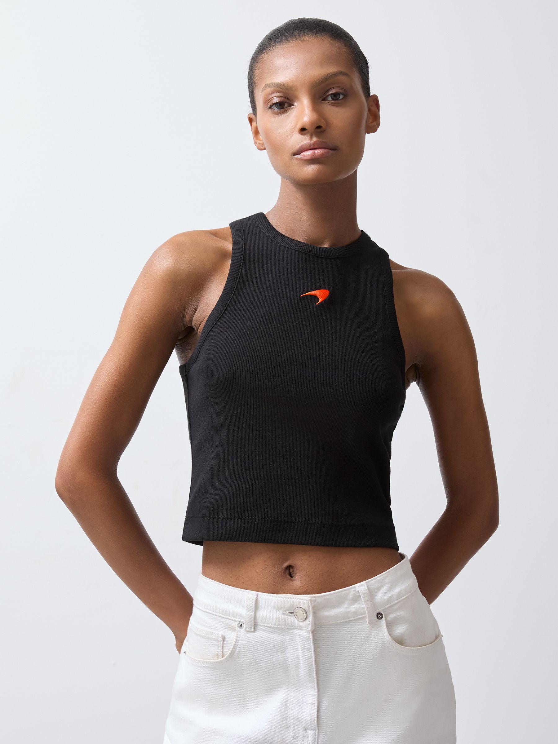Cotton Logo Vest in Black - Image 1 of 6