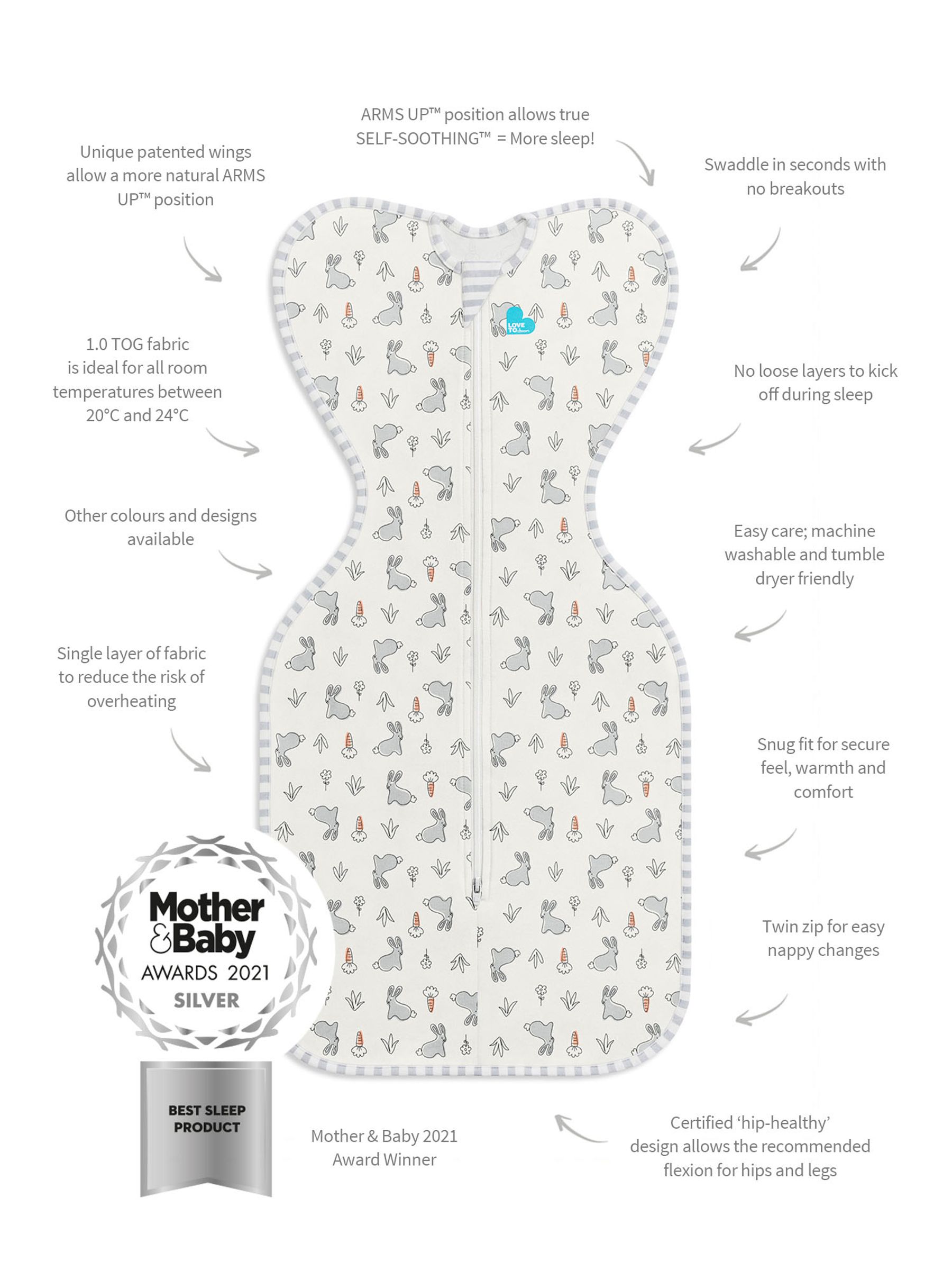 Cream Bunny Love To Dream Swaddle Up™ Designer Original - Image 7 of 7