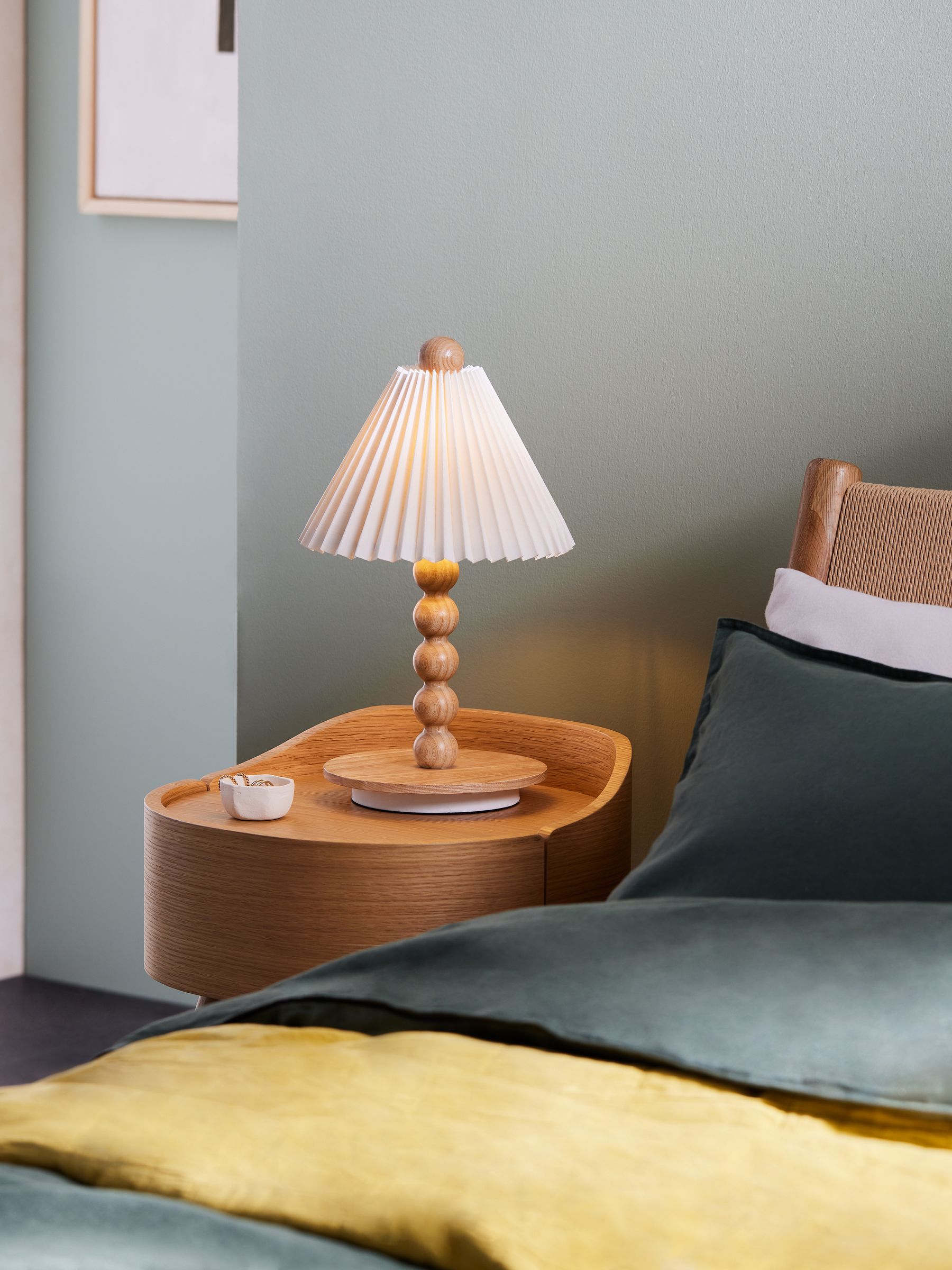 Lila Table Lamp in Cream/Wood - Image 1 of 4