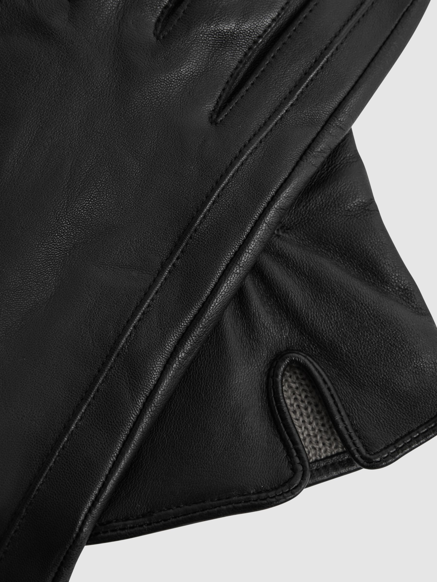 Leather Ruched Gloves in Black - Image 3 of 3